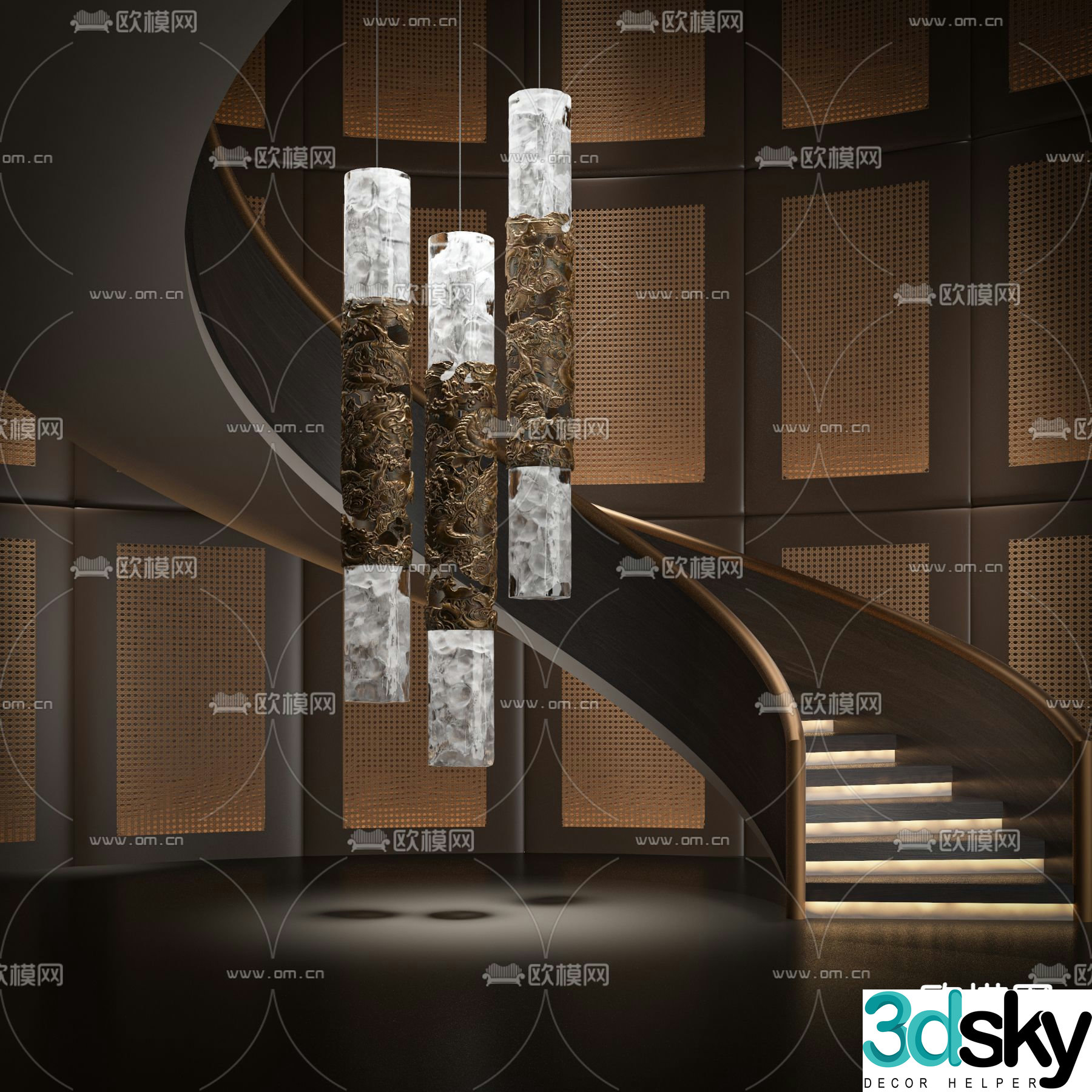 spiral staircase handrail staircase 3d model