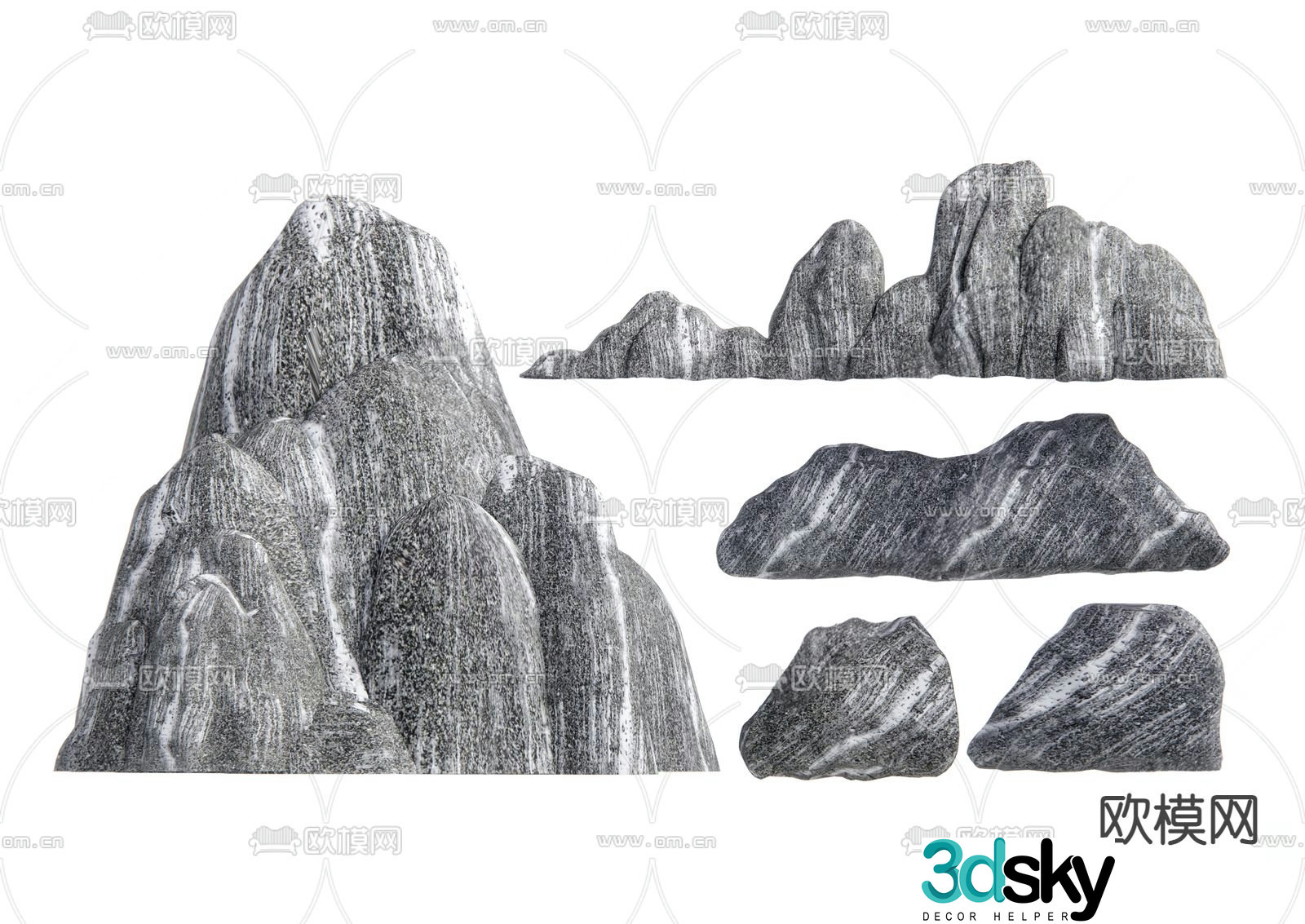 Modern rockery landscape stone 3d model