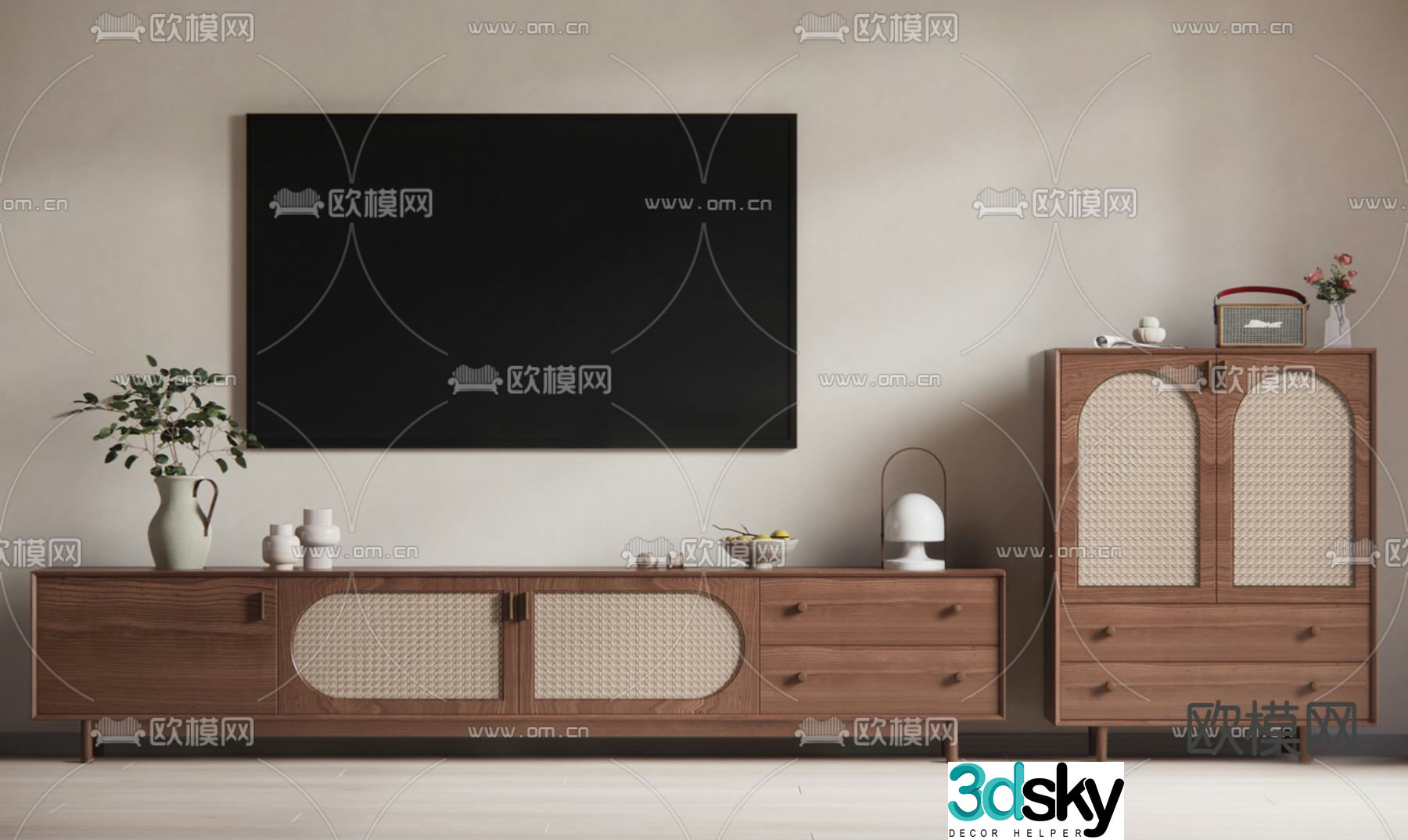 Medieval style TV cabinet 3D model