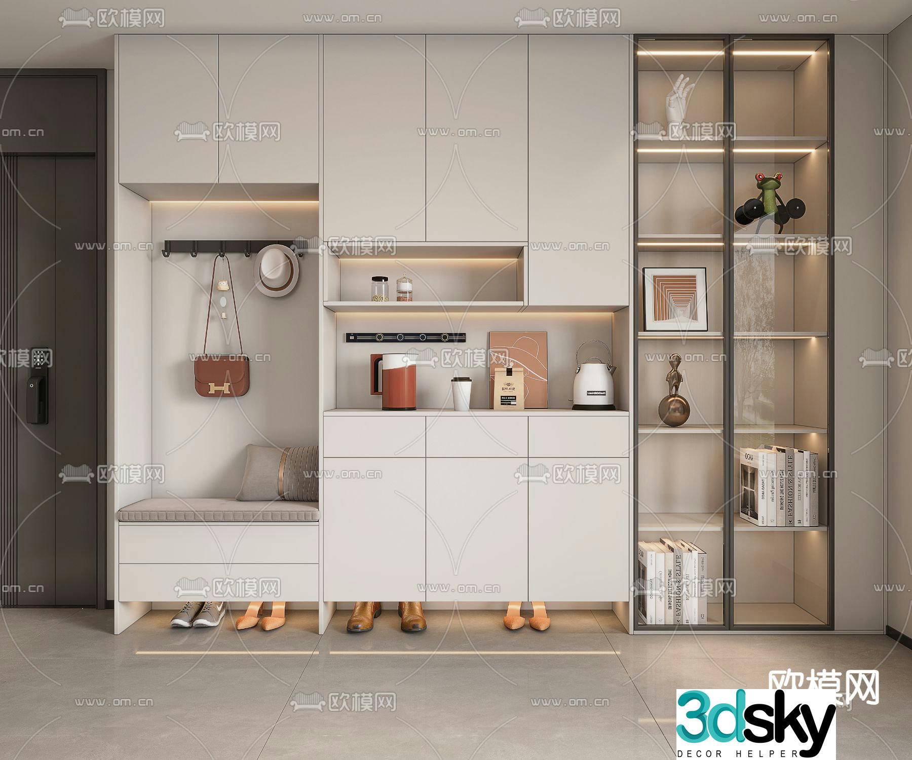 Modern porch shoe cabinet 3d model