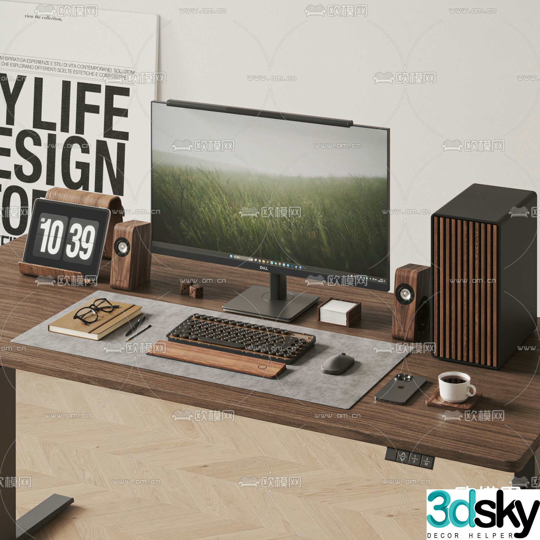 Office supplies desktop accessories computer keyboard 3d model