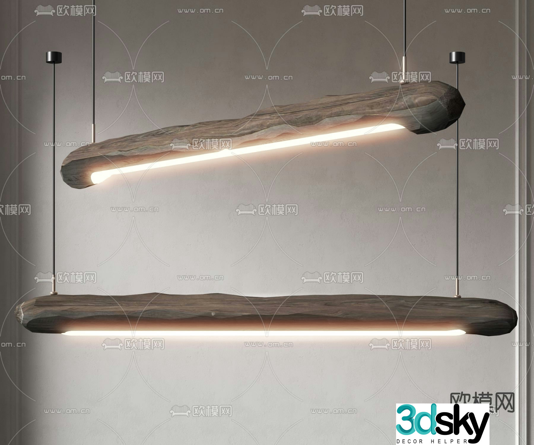 Wabi-sabi style chandelier 3d model