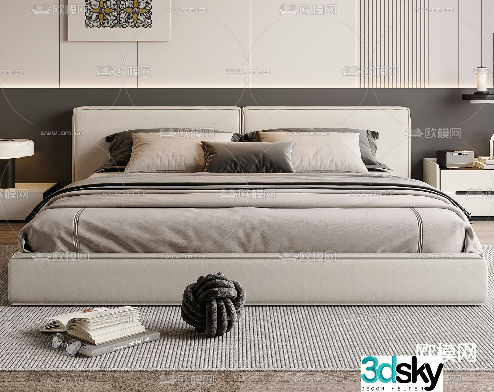 Modern double bed 3d model
