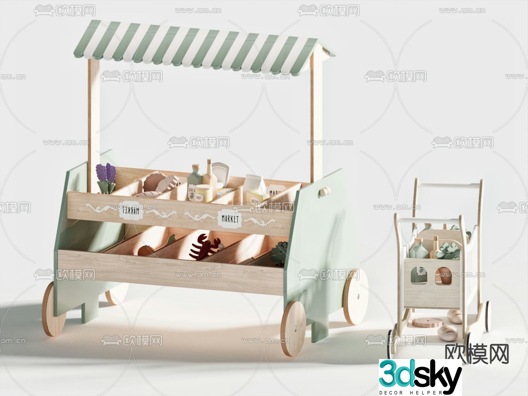 Toy cart building block cart 3d model
