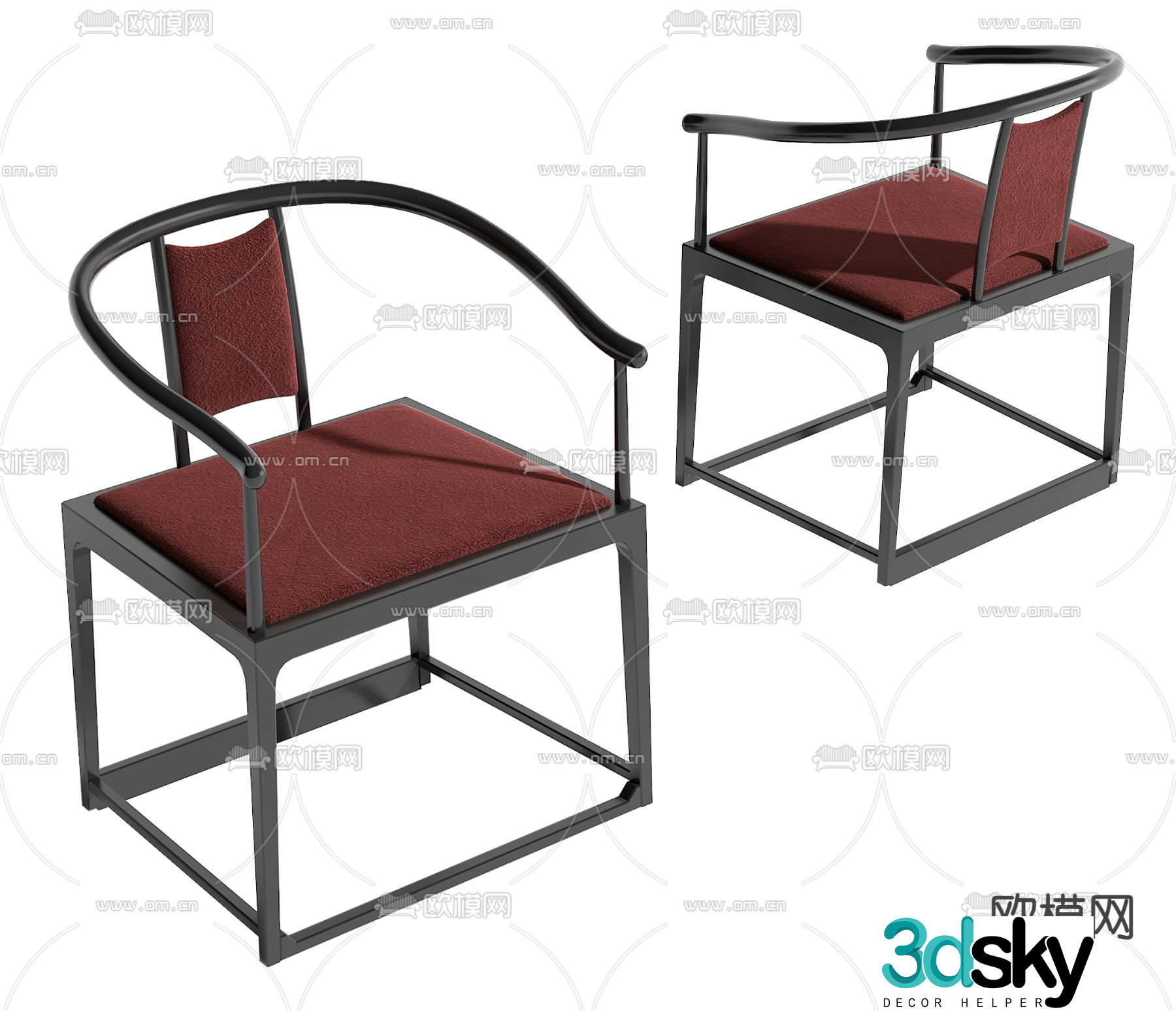 New Chinese style armchair single chair 3d model