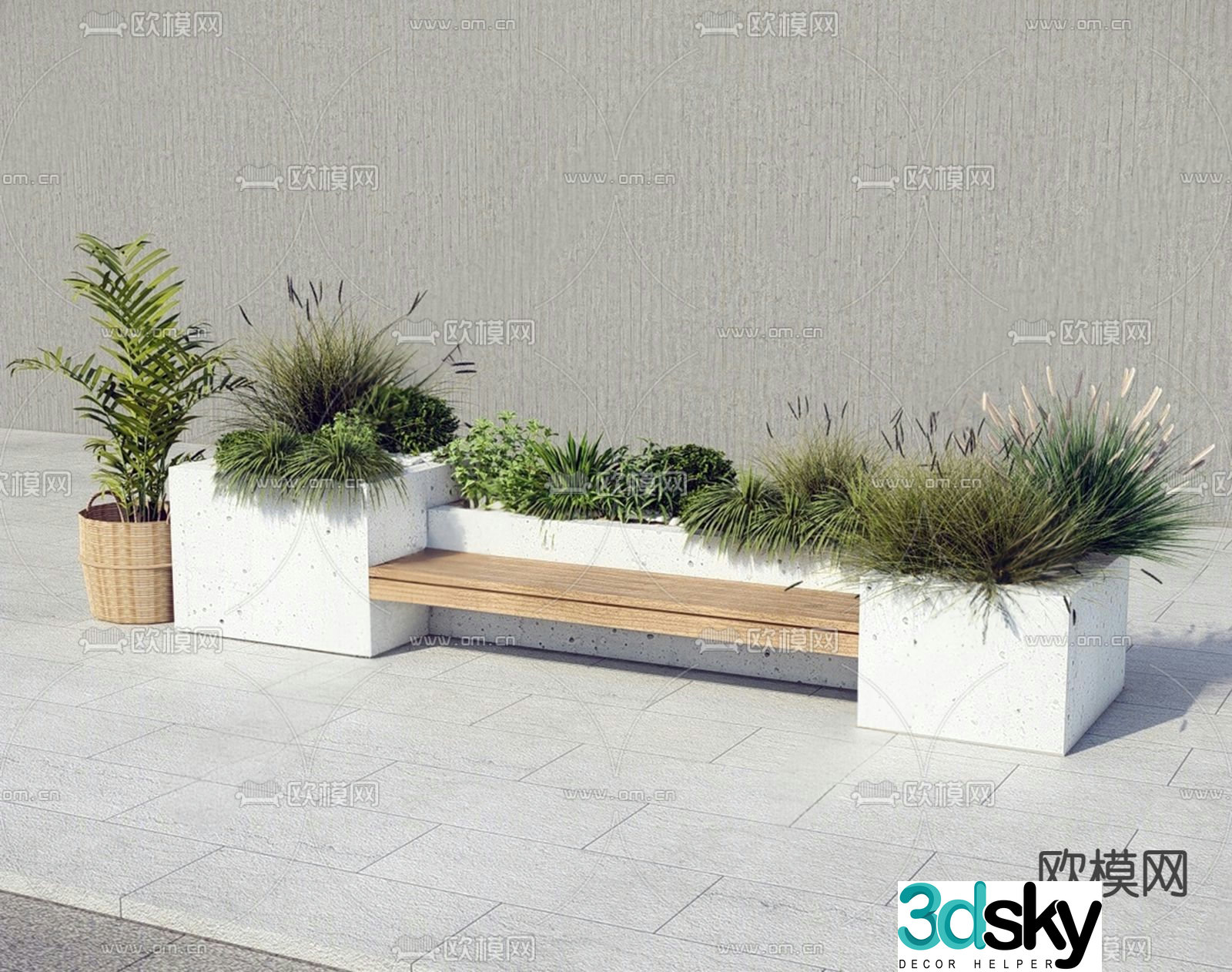 Modern landscape seating 3d model