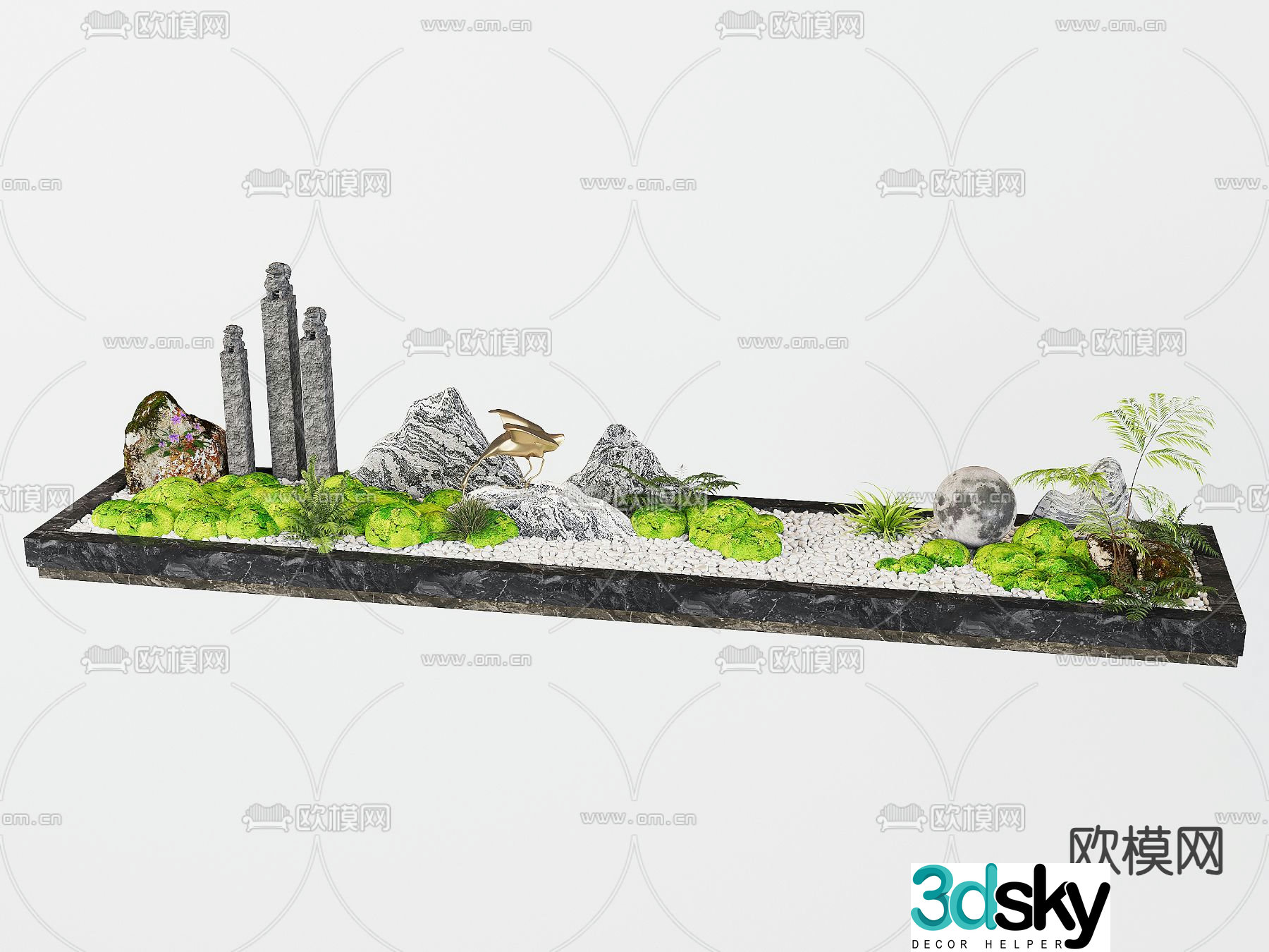 Landscape sketches moss and green plants micro-terrain 3D model