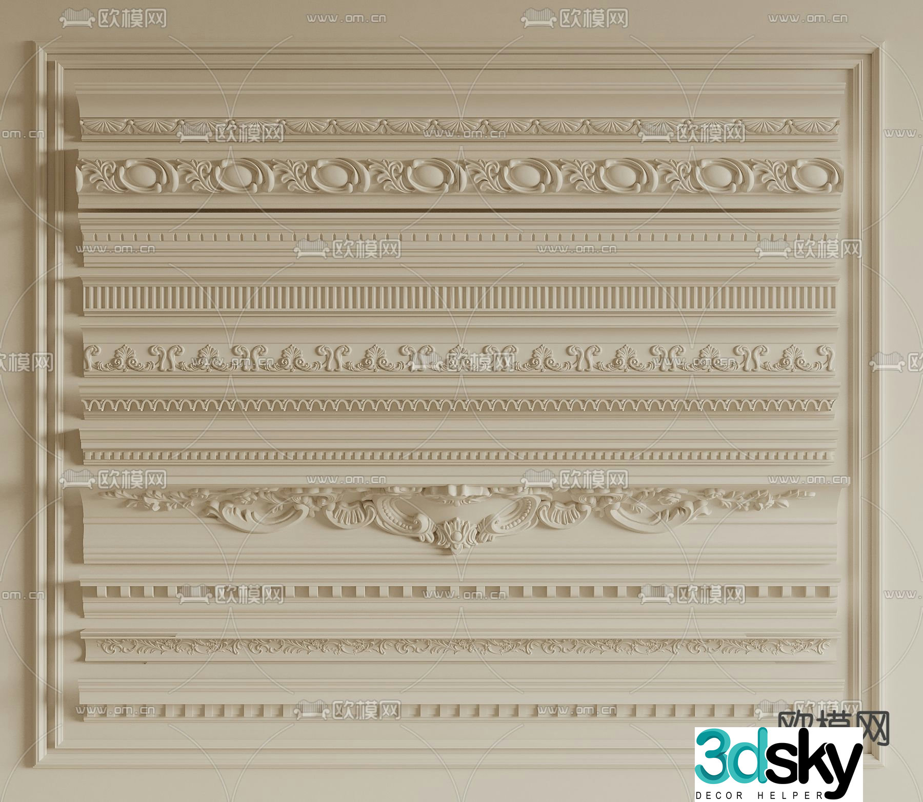 French Lines Gypsum Lines Corners 3D Model