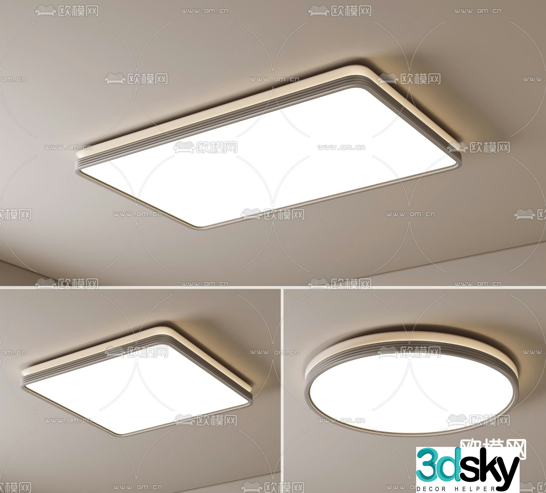 Cream style ceiling lamp living room lamp 3d model