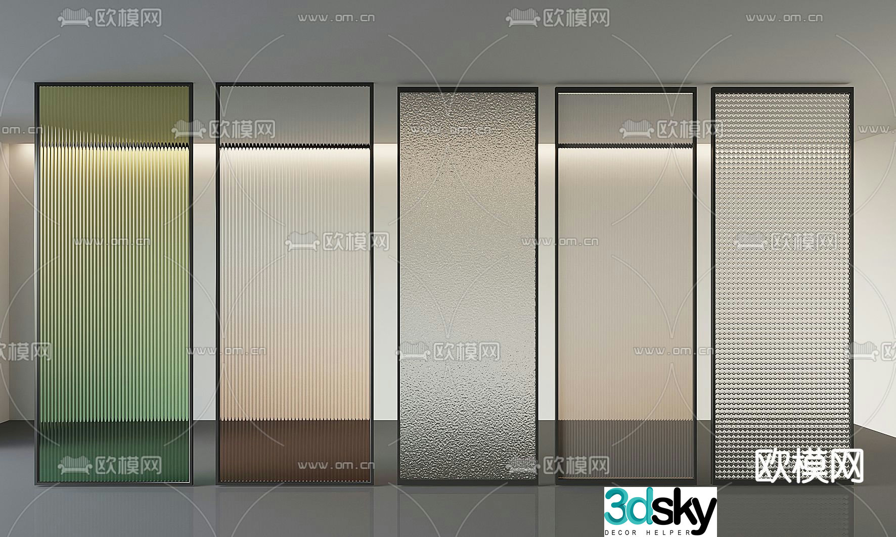 Gradient glass partition 3d model