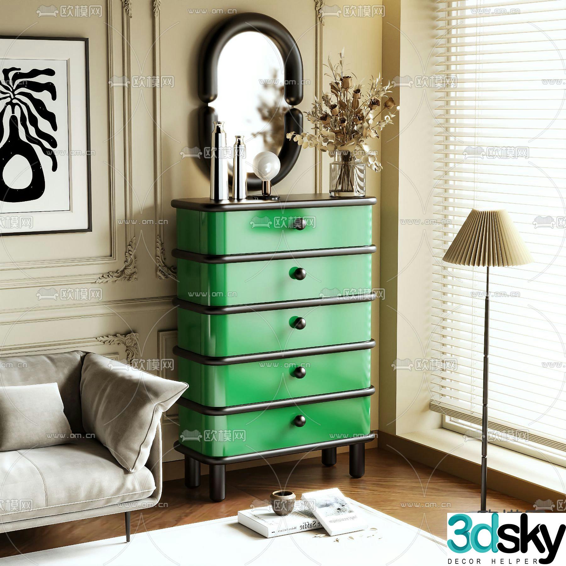 French chest of drawers 3D model