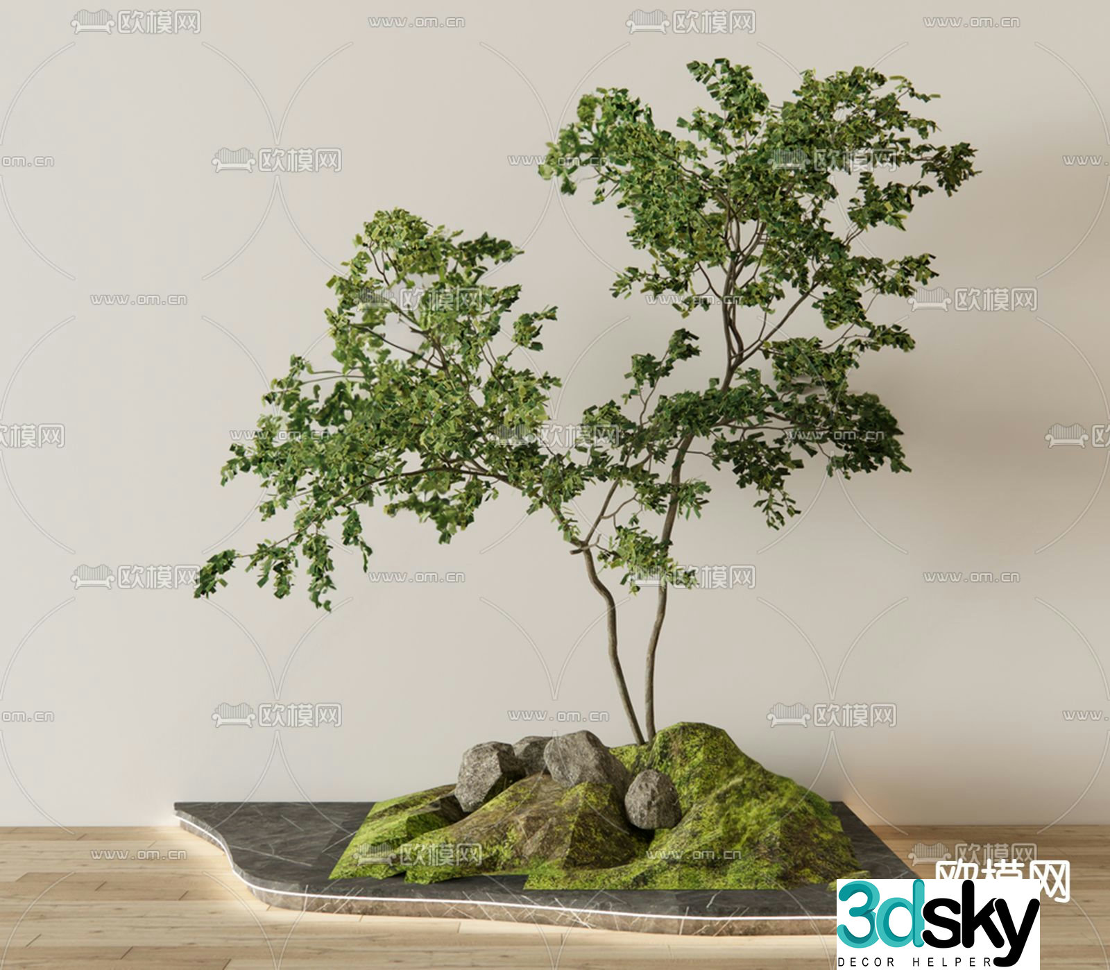 Modern landscape tree pool 3d model