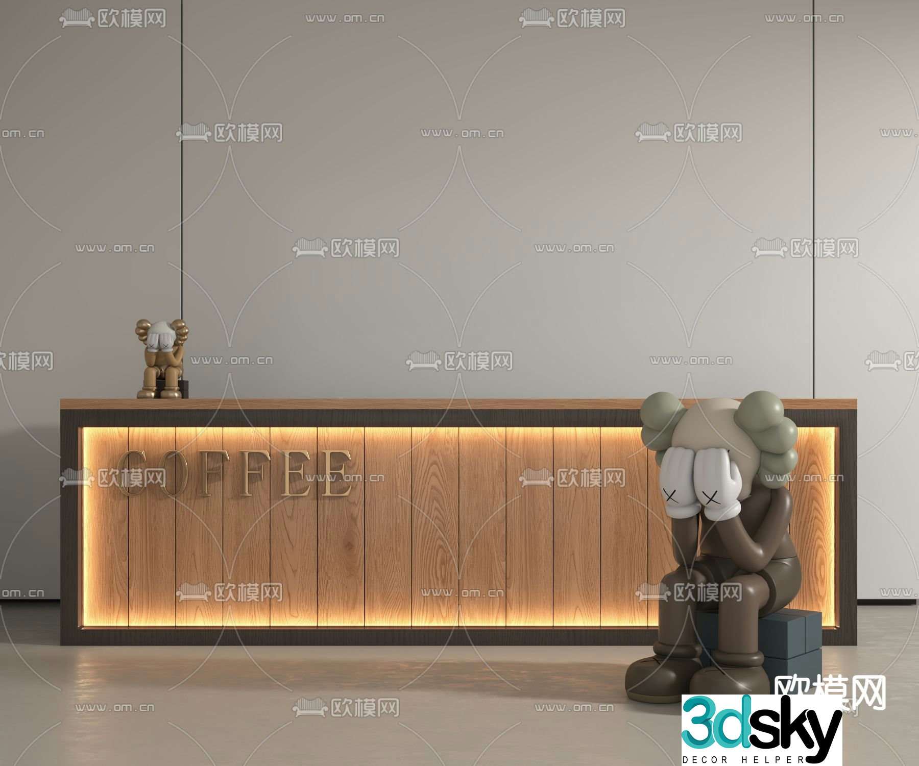 Modern front desk reception desk 3d model
