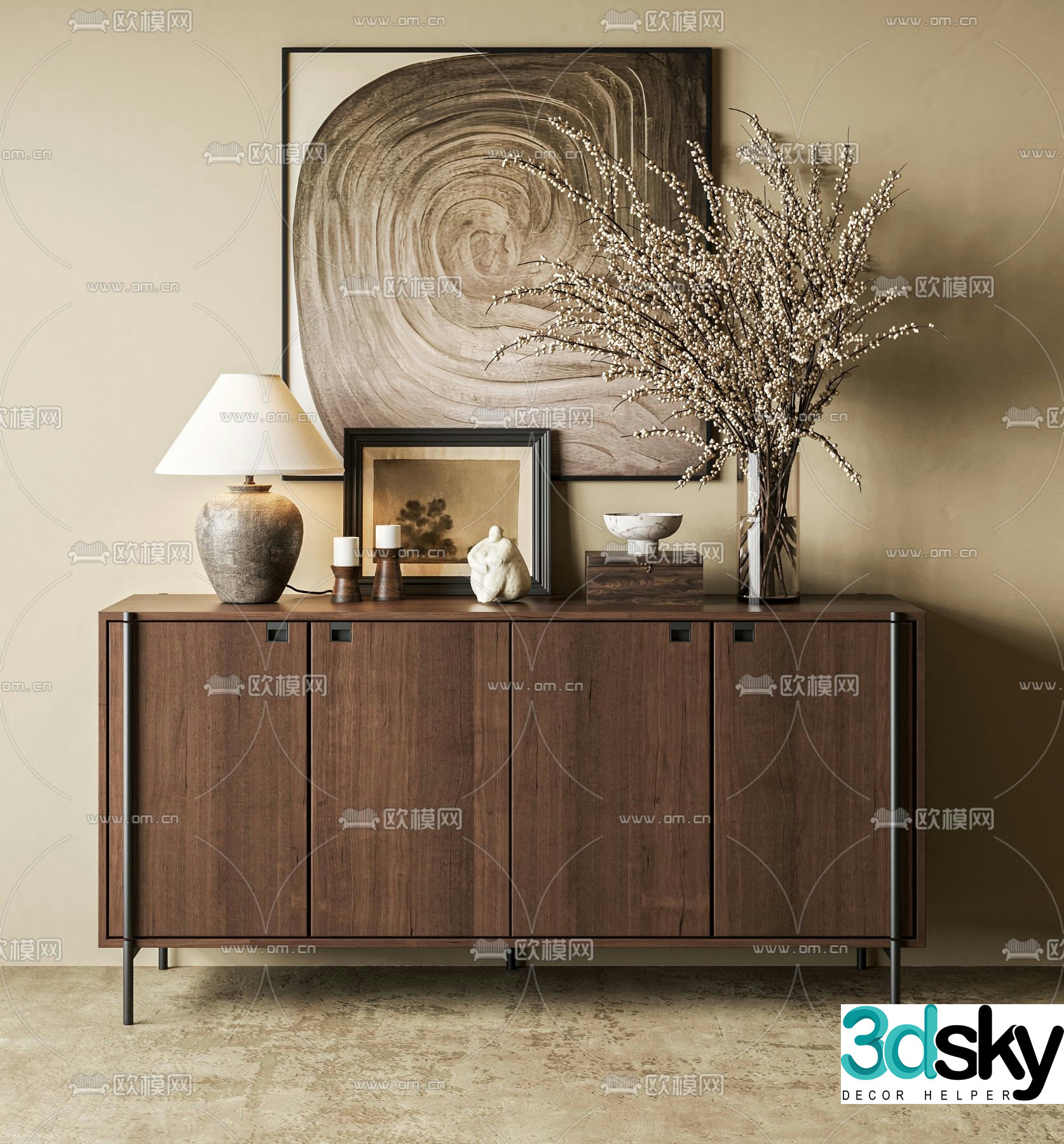 Medieval style entrance cabinet 3D model