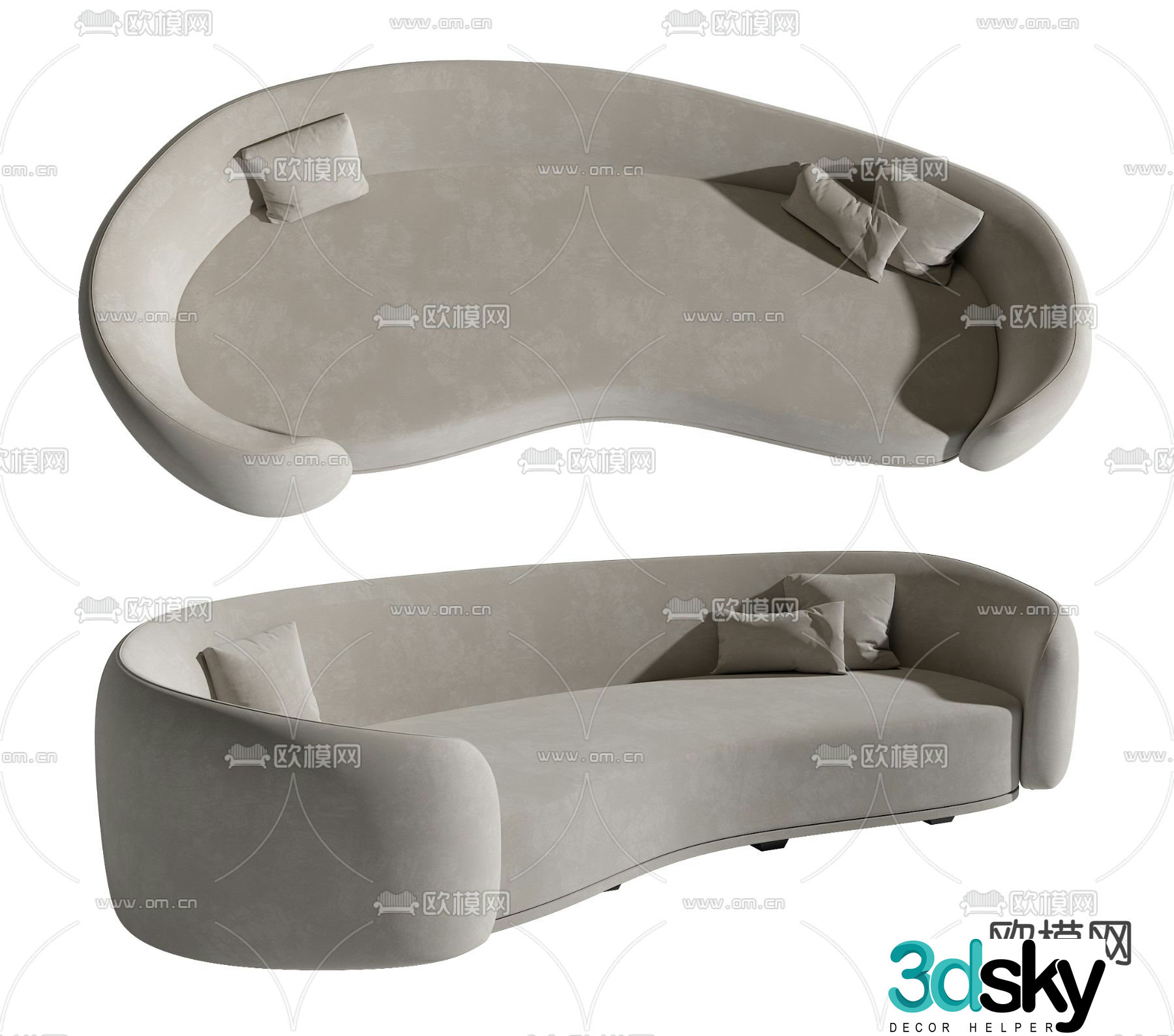 Special shaped sofa curved sofa 3d model