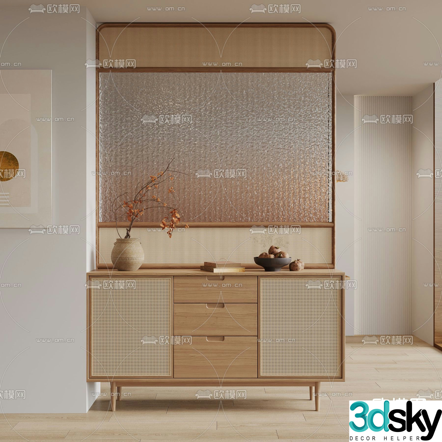 Nordic sideboard partition cabinet 3d model