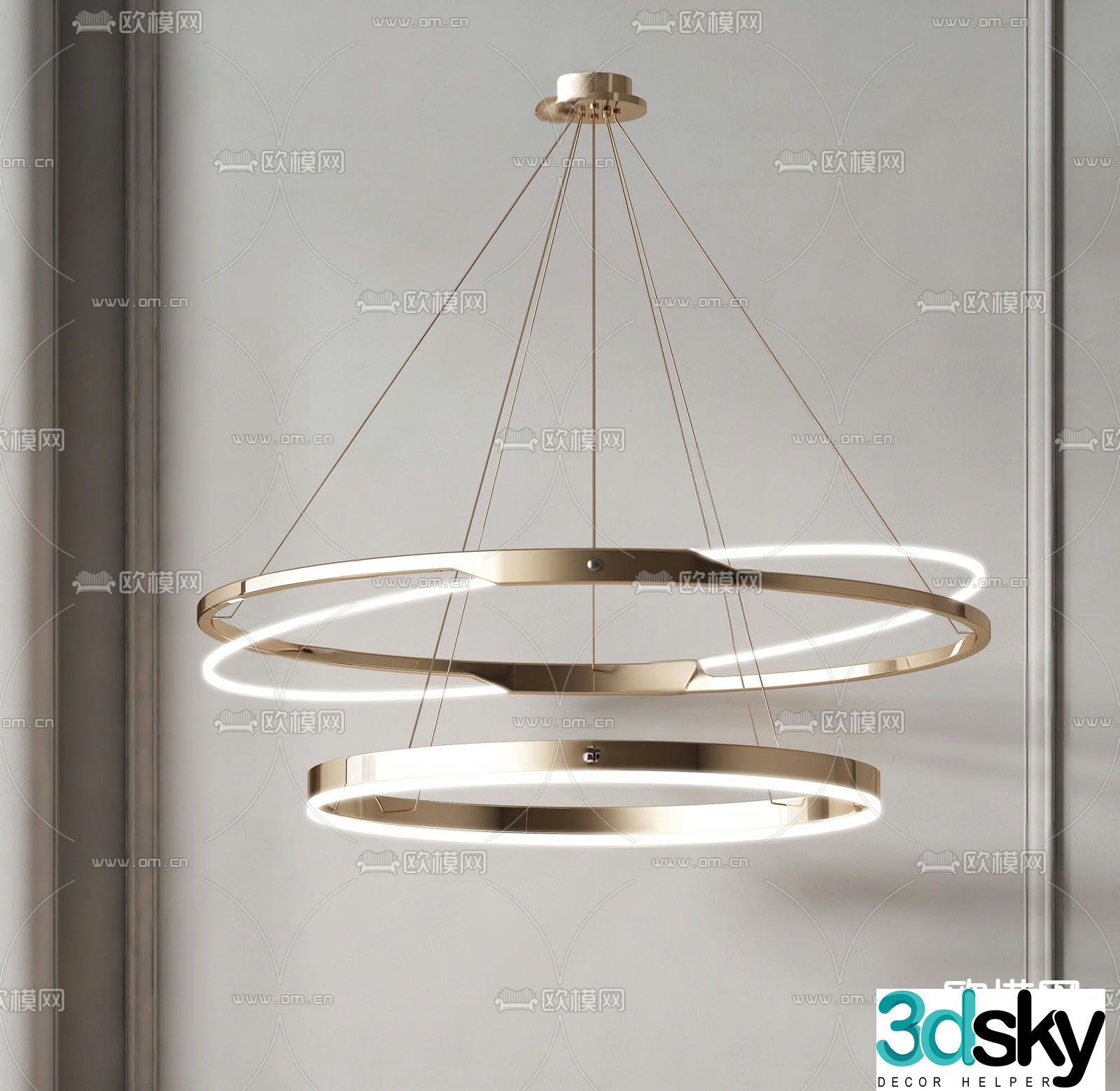 Light luxury chandeliers ring chandeliers 3D model
