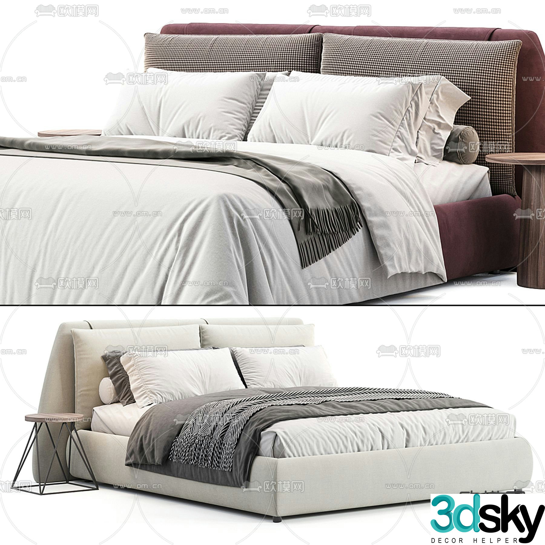 Tonin Casa modern double bed 3d model
