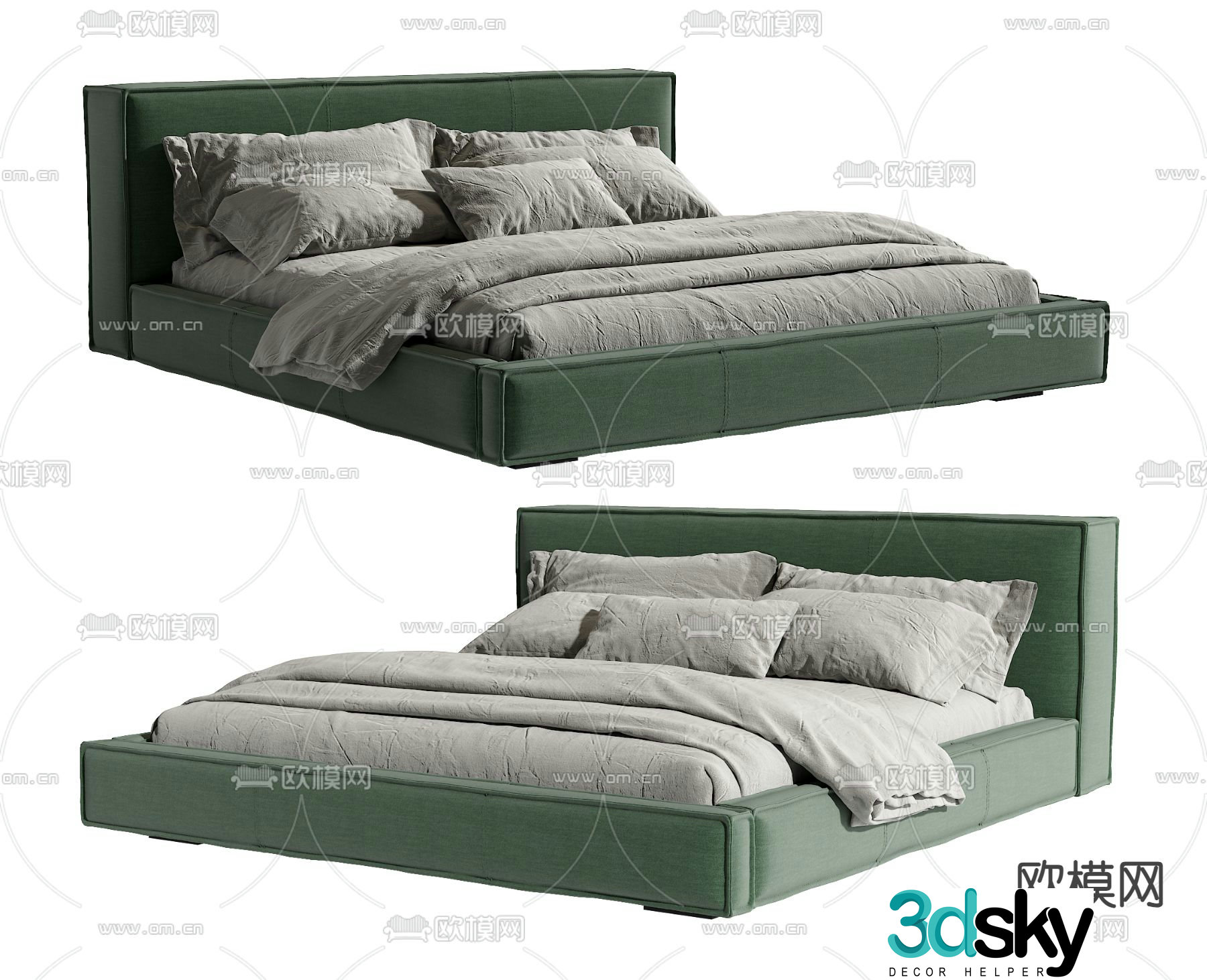 Modern double bed 3d model