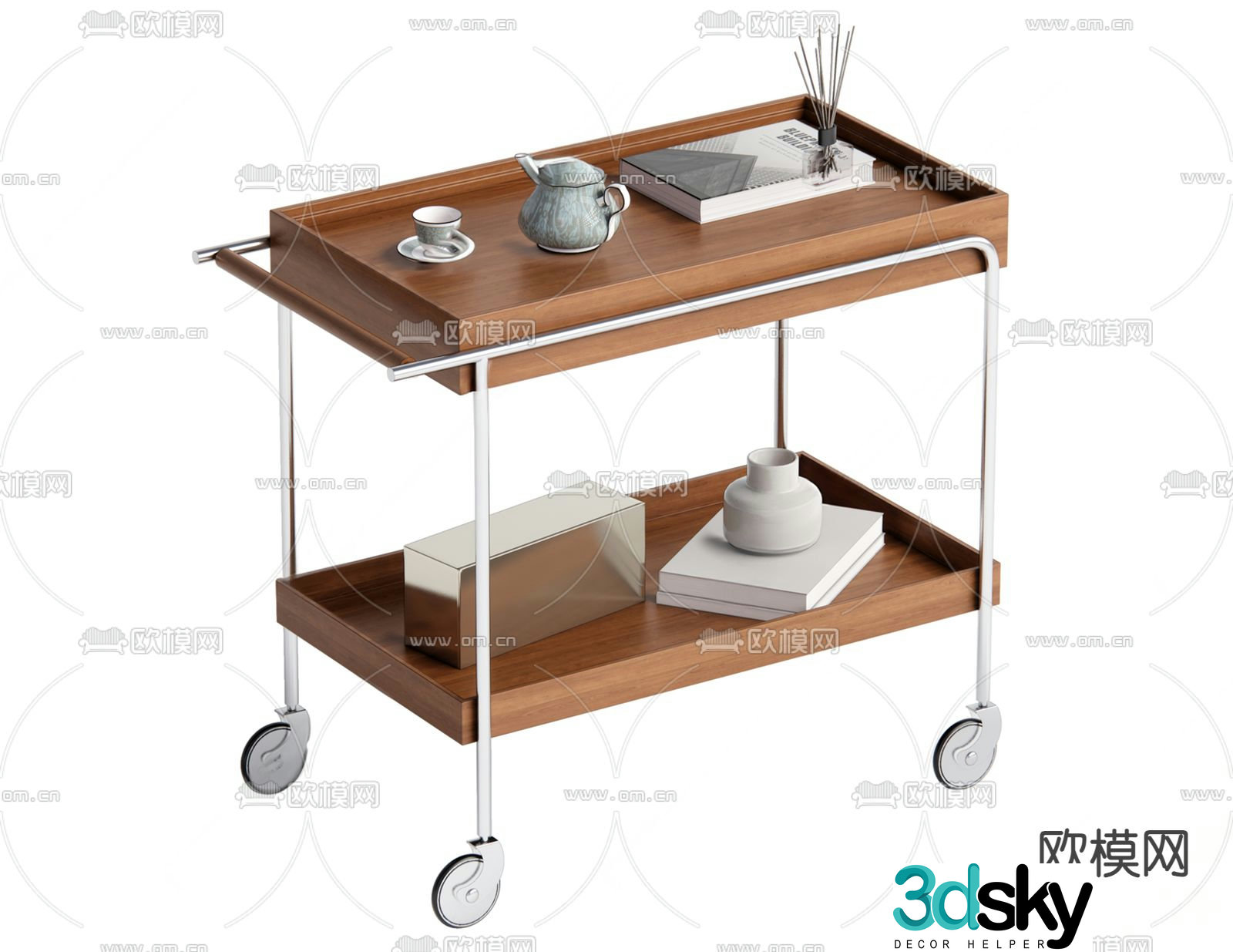 Medieval trolley shelf 3d model