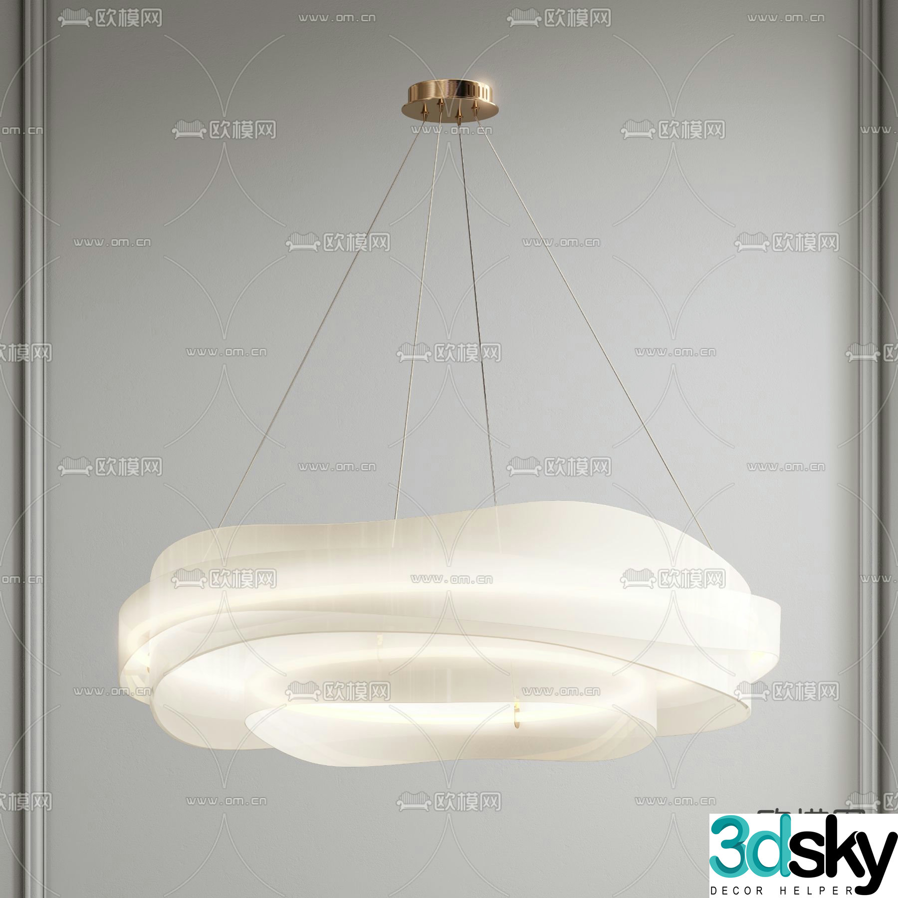 Cream style chandelier hall chandelier 3d model
