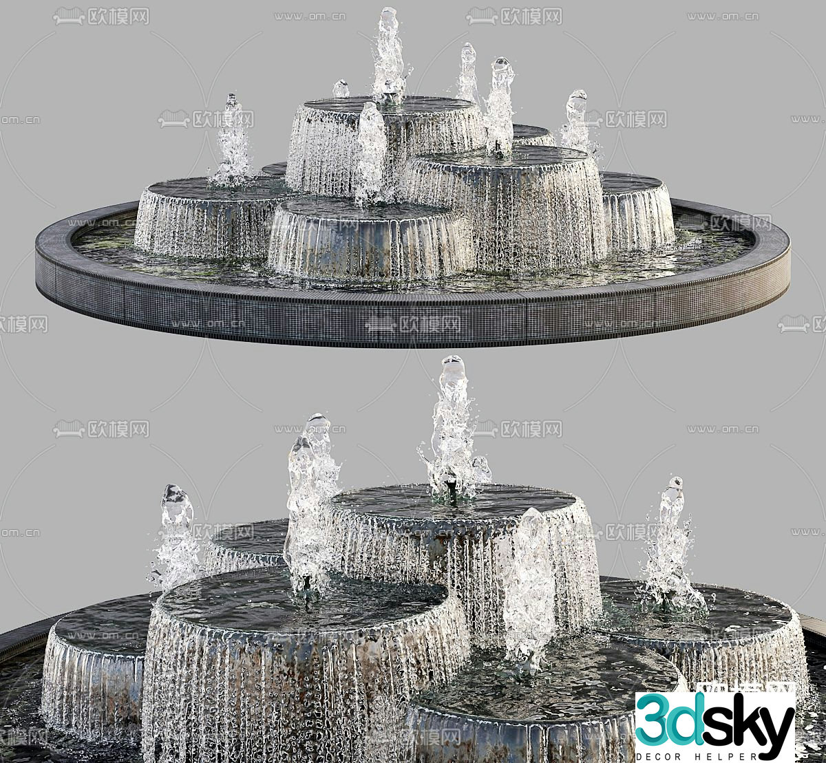 fountain water feature pool 3d model