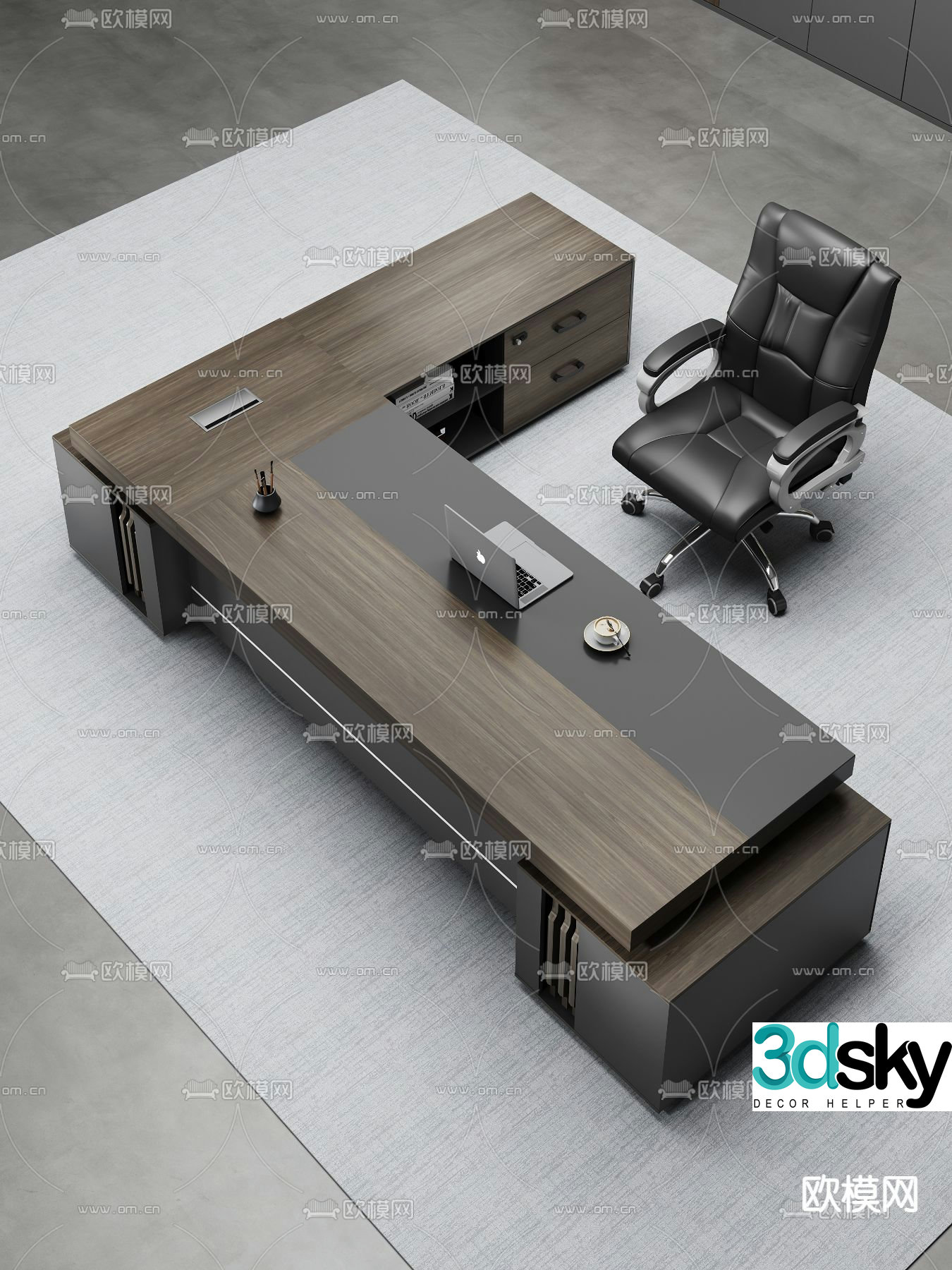 Modern desk table boss table 3d model