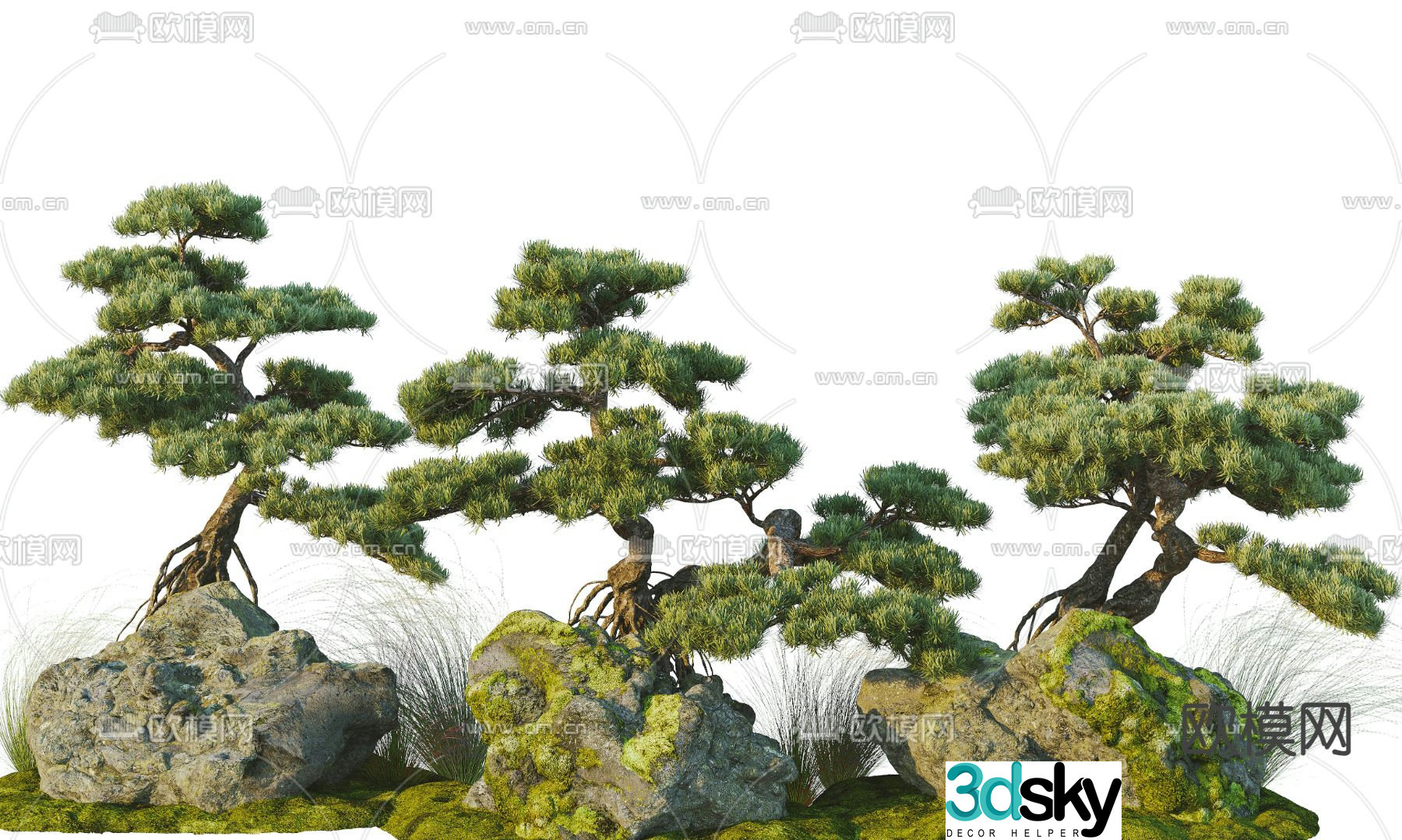 New Chinese style landscape sketch 3D model