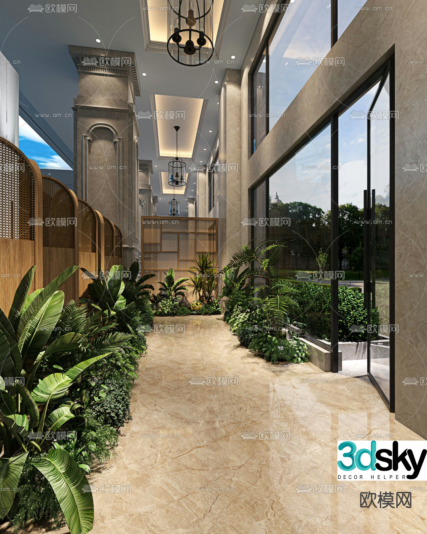 Plant pile indoor landscape 3d model