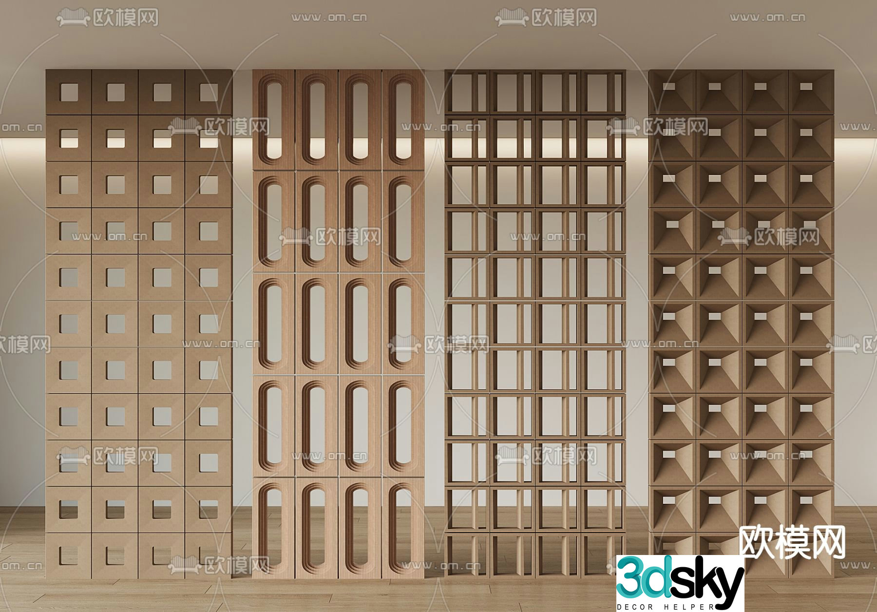 Wabi-sabi hollow partition hollow wall 3D model