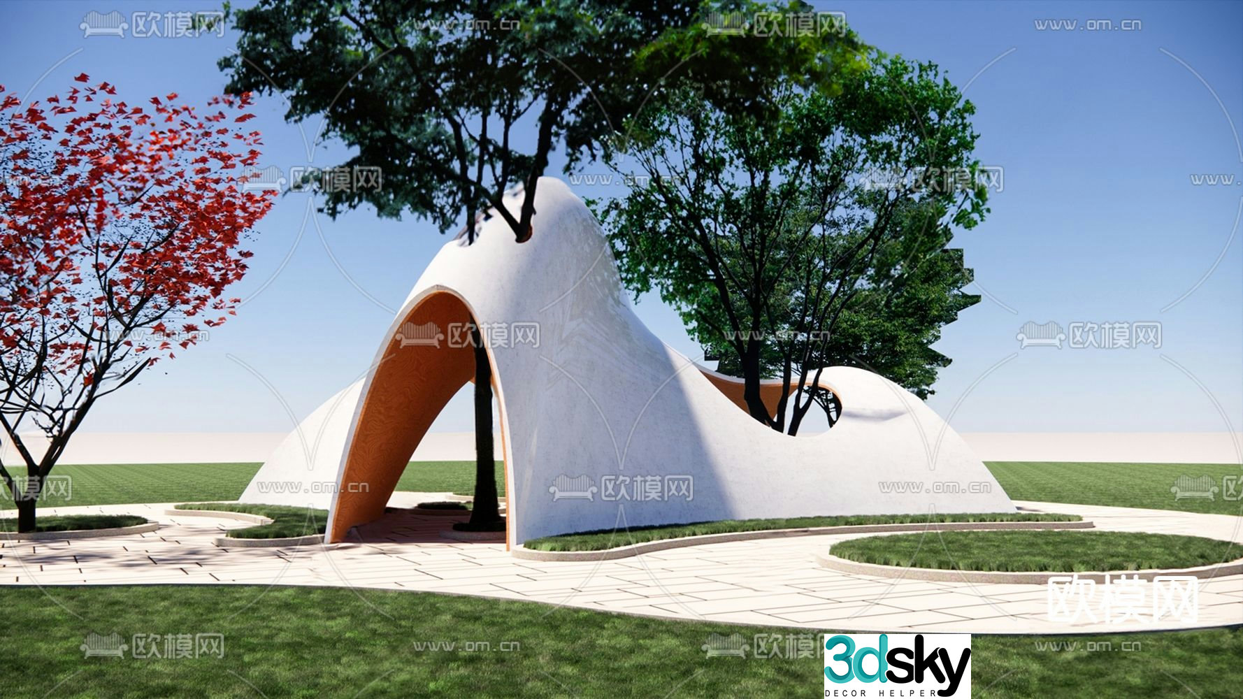 Landscape small building park landscape 3d model