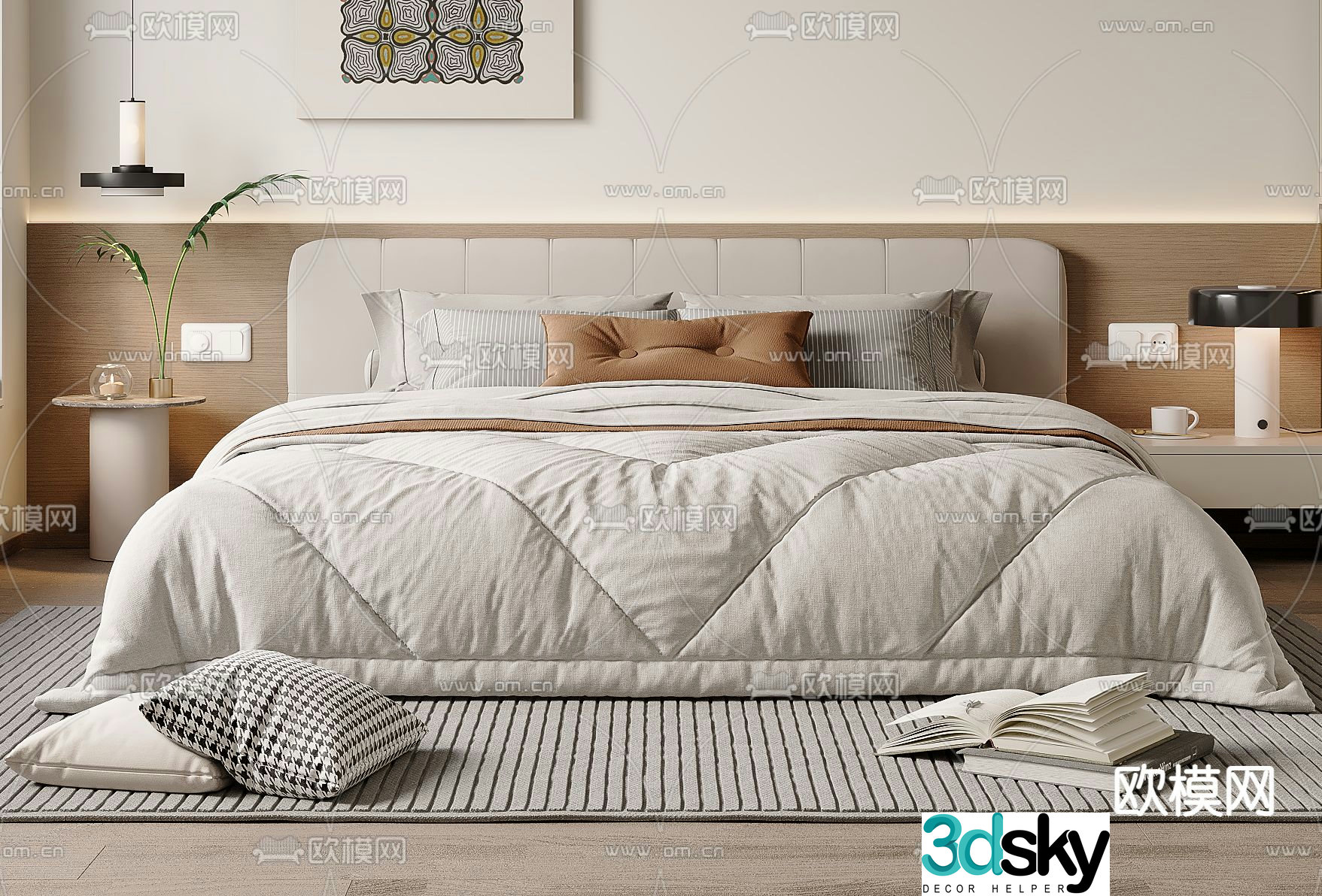 Modern double bed 3d model