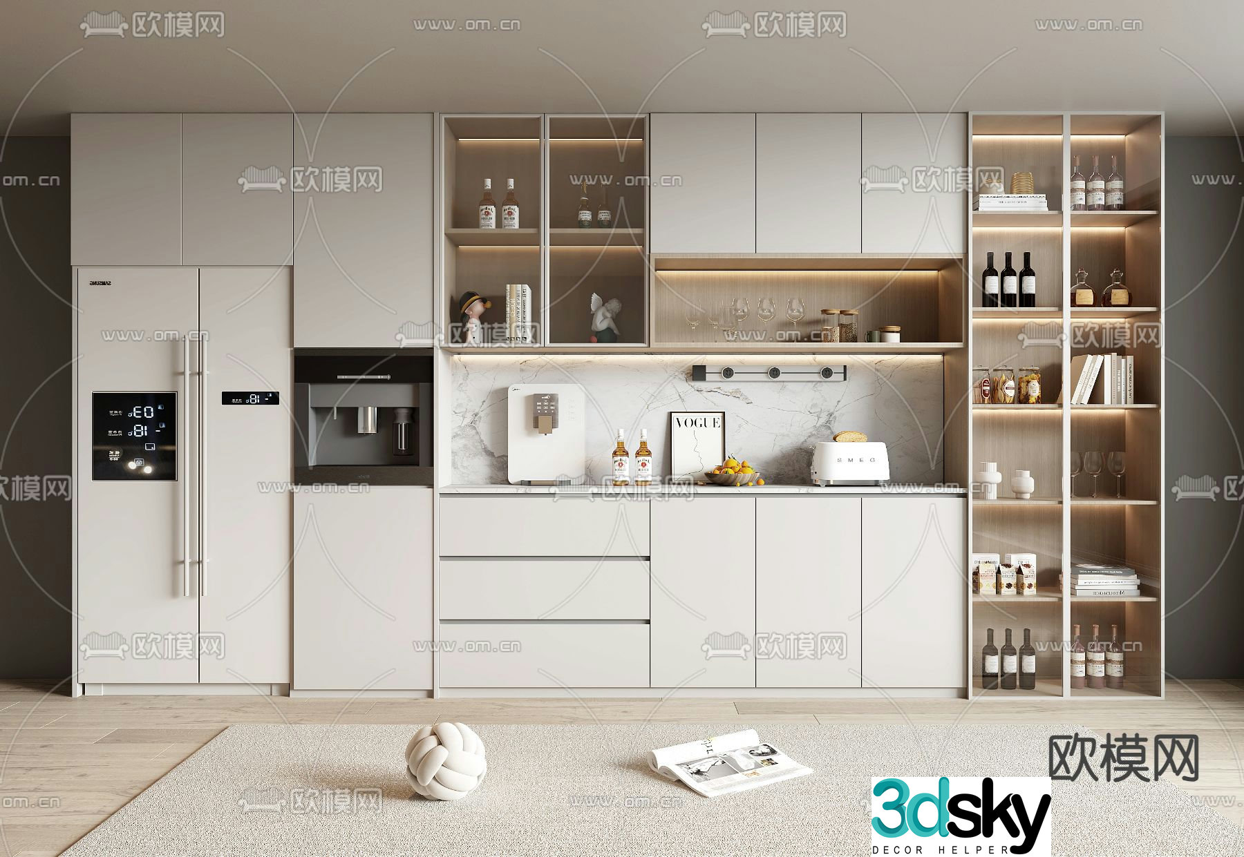 Modern wine cabinet sideboard 3D model
