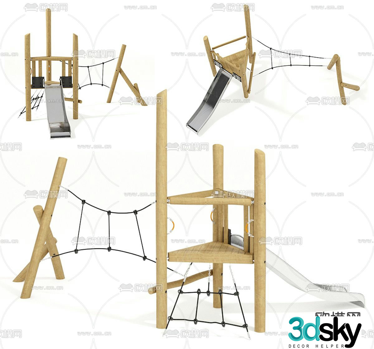 Modern children's climbing frame 3d model