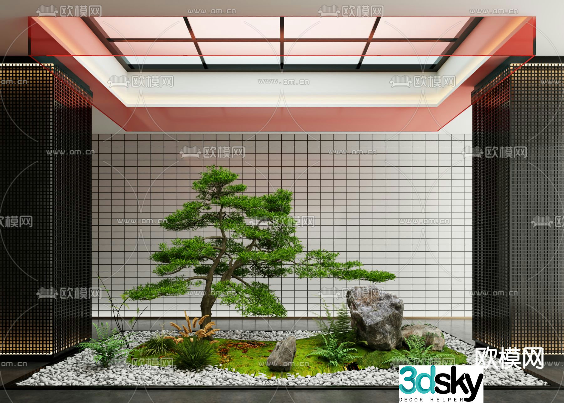 Indoor patio green plant landscaping 3D model