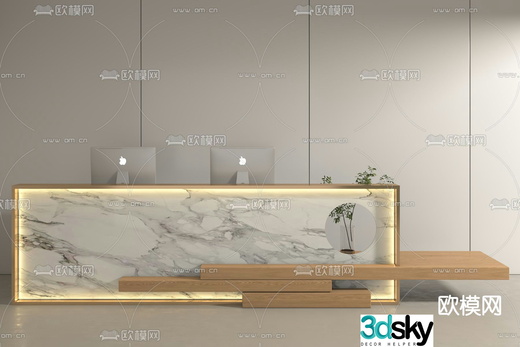 Modern front desk reception desk service desk 3d model