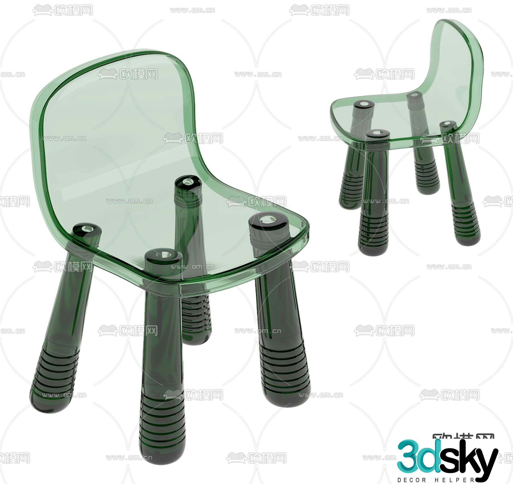 Acrylic single chair casual chair backrest chair 3d model