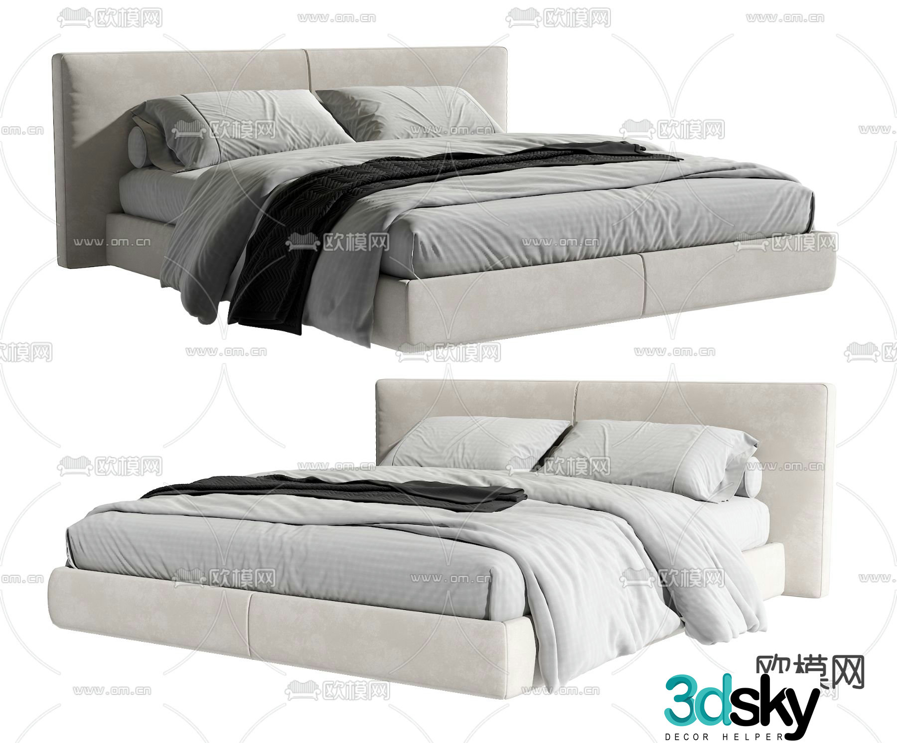 Modern double bed 3d model