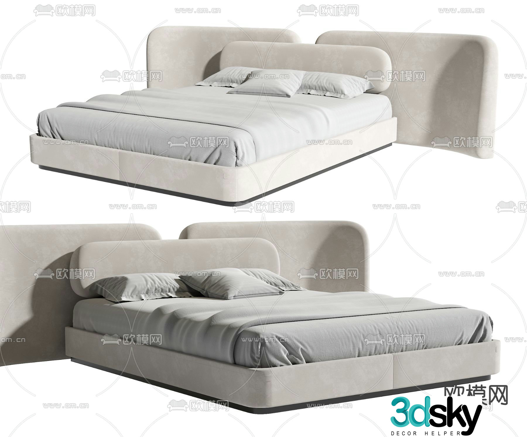 Modern double bed 3d model