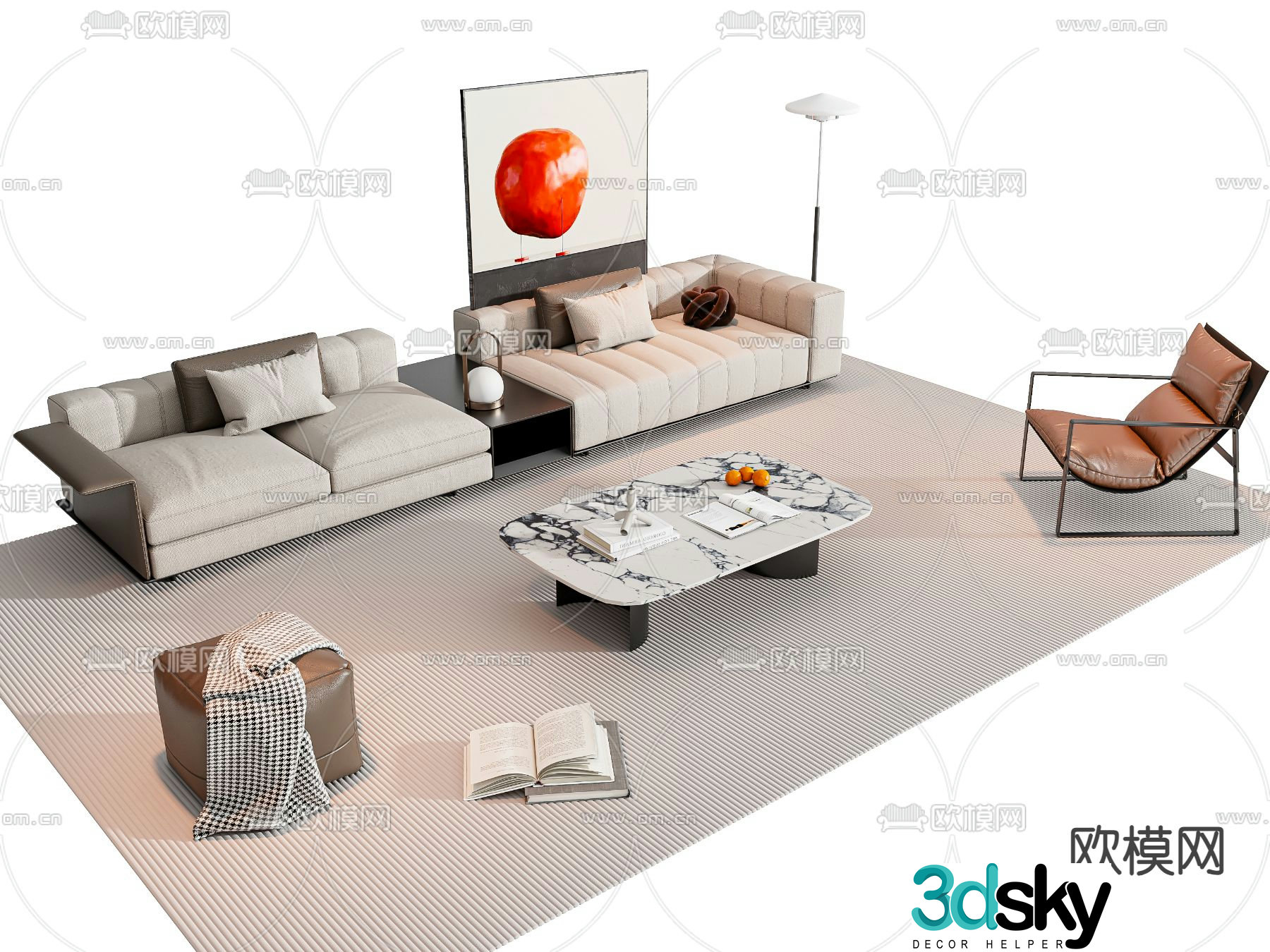 Modern sofa set 3d model