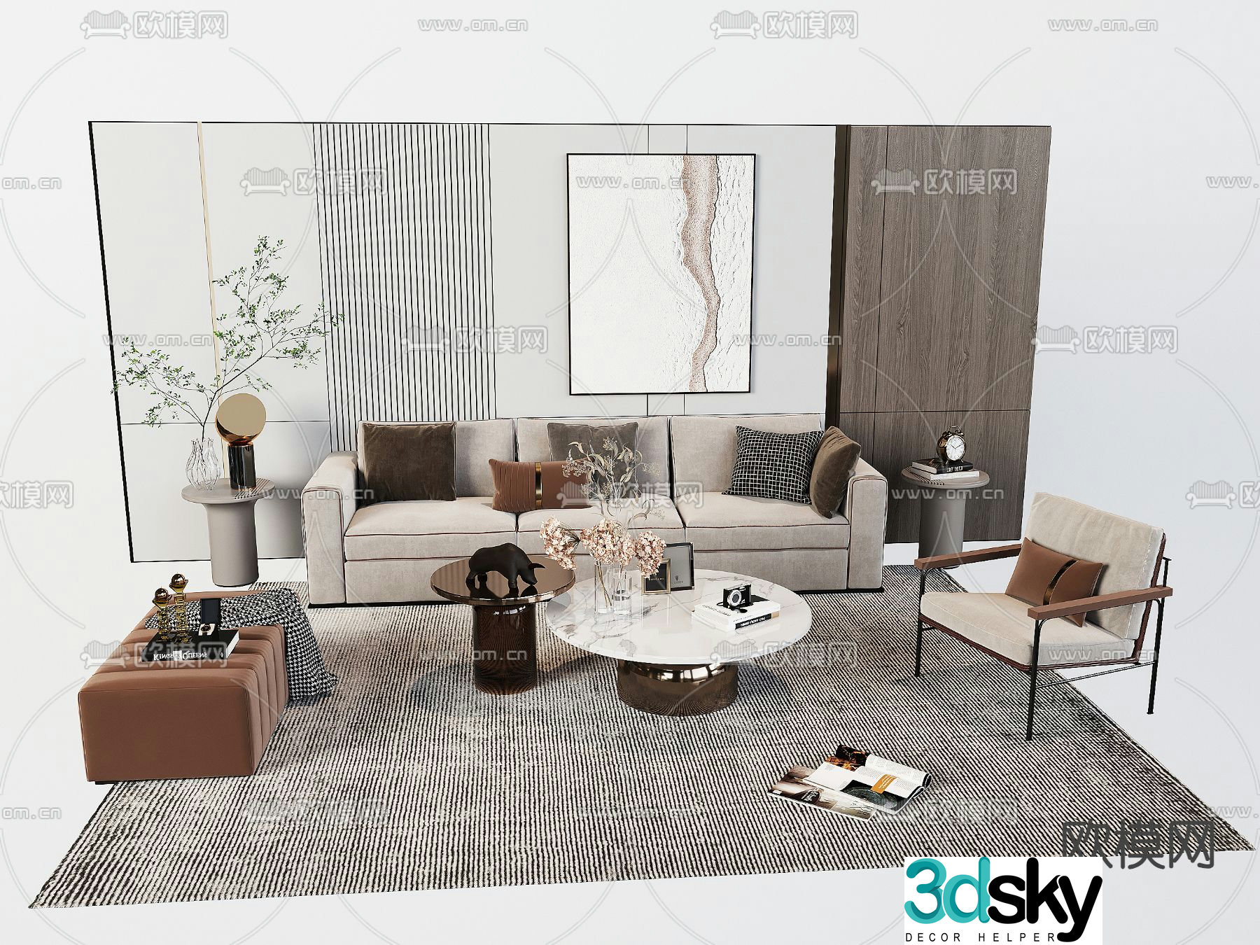 Modern sectional sofa 3d model