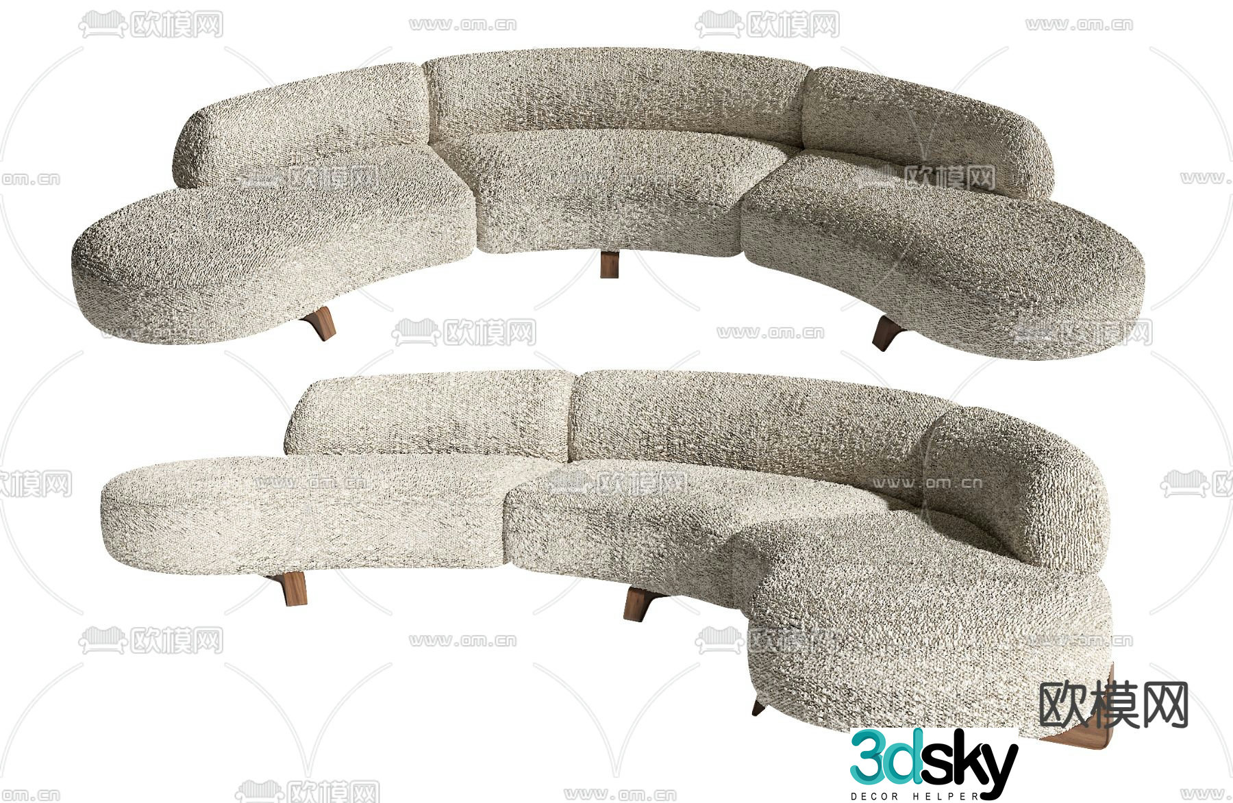 Modern curved sofa multi-person sofa 3d model
