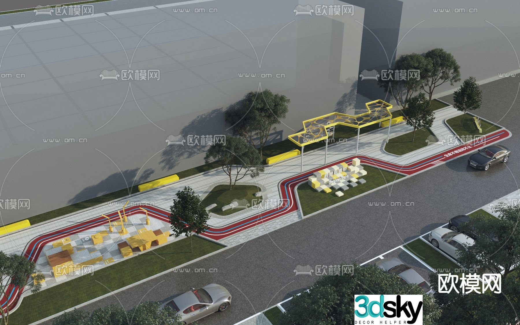 pocket park landscape 3d model