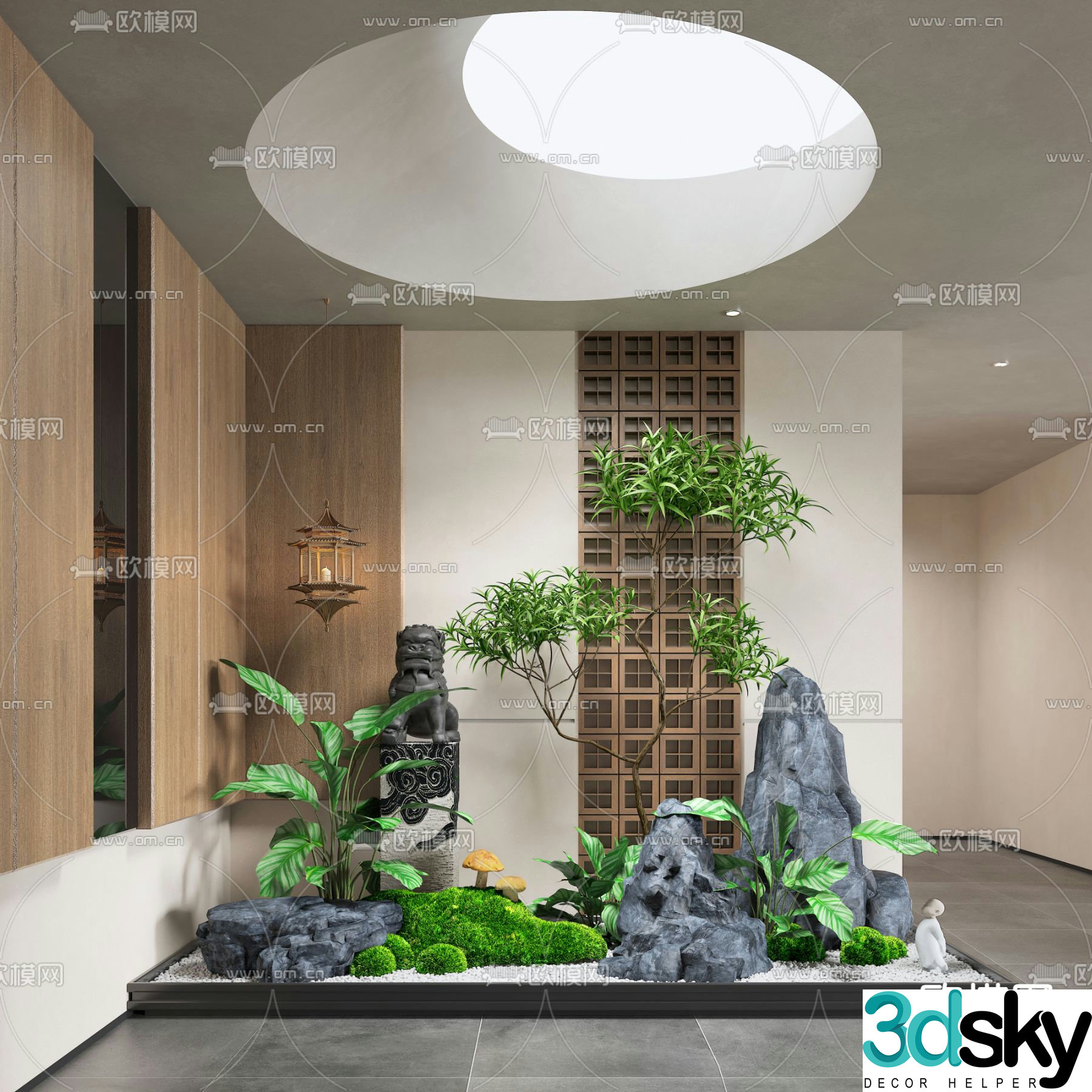New Chinese style interior landscape 3D model