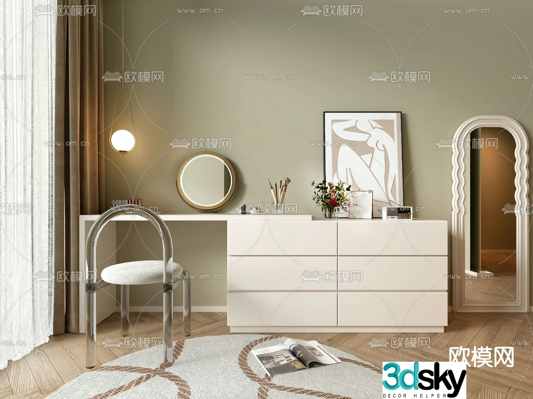 Modern dressing table dressing table 3d model