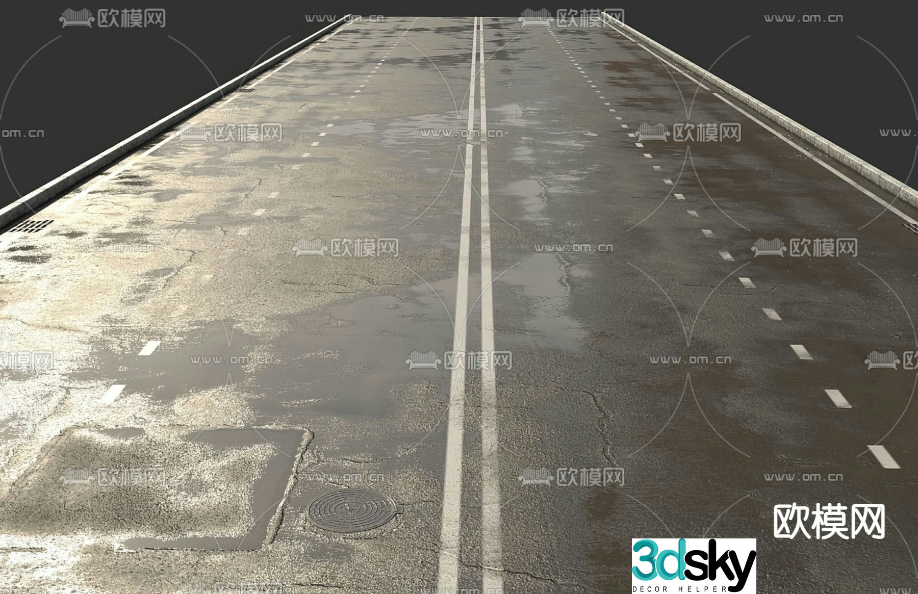 modern highway road pavement 3d model