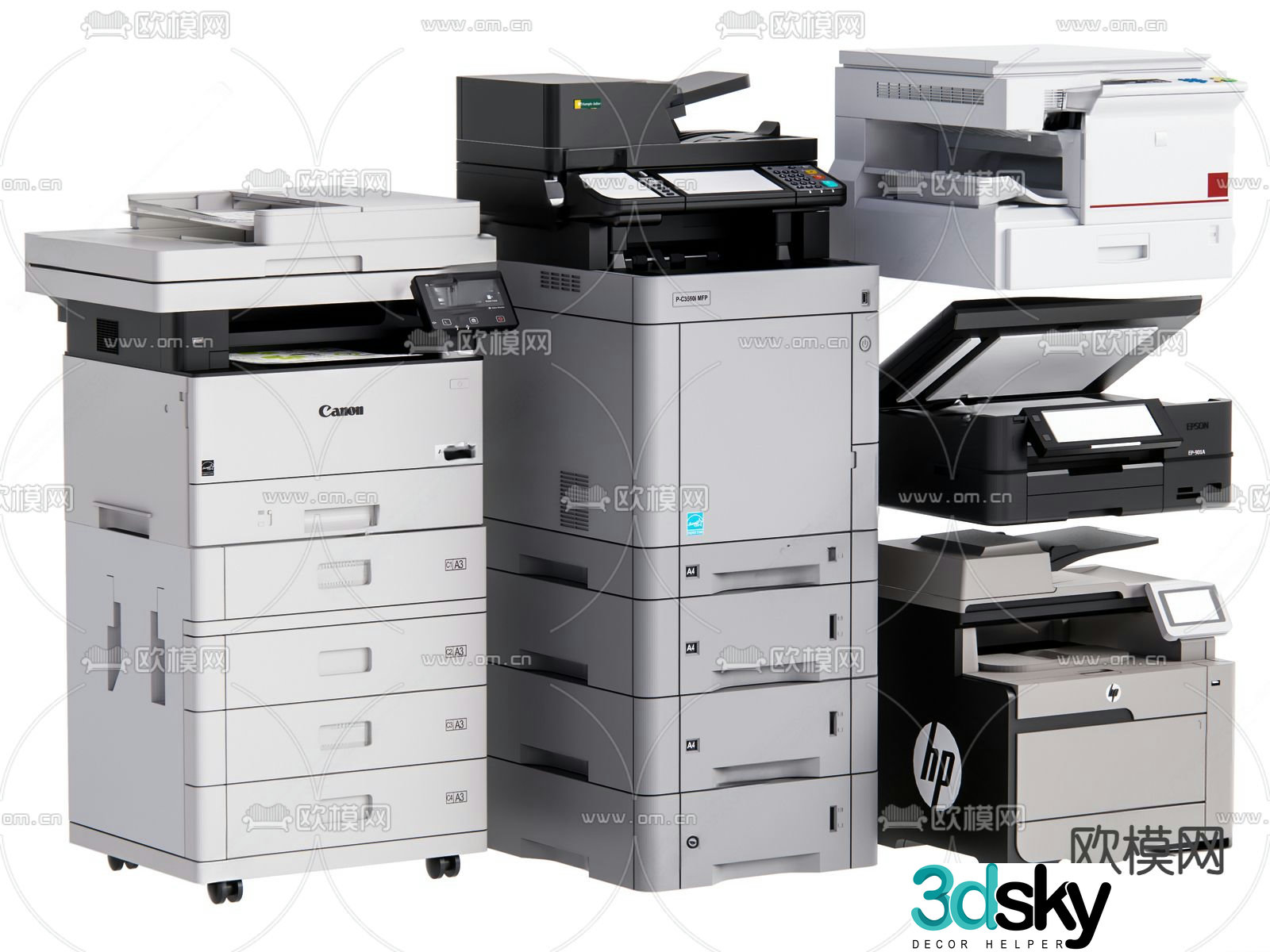 printer copier office supplies 3d model