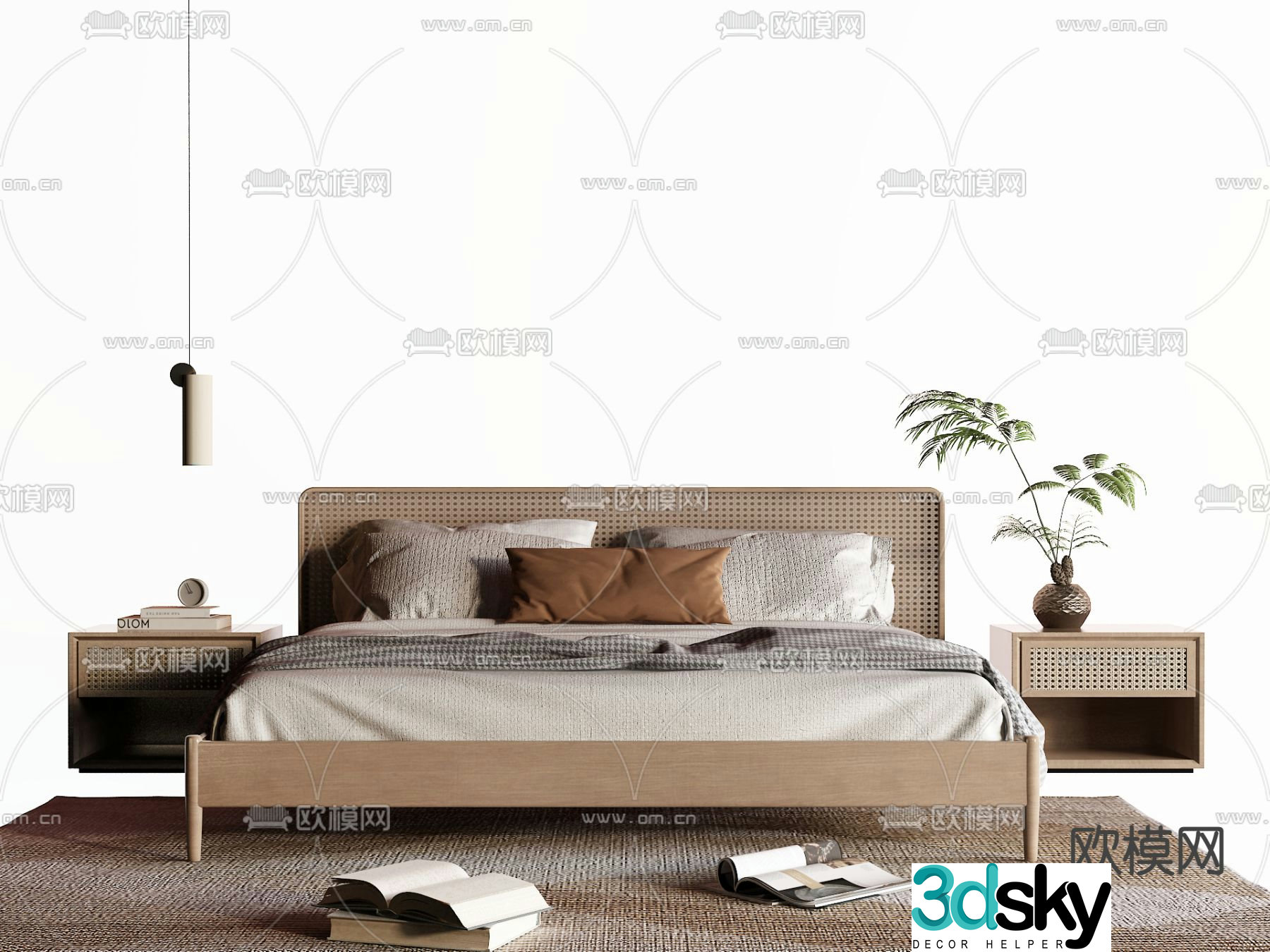 Wabi-sabi log bed double bed 3d model