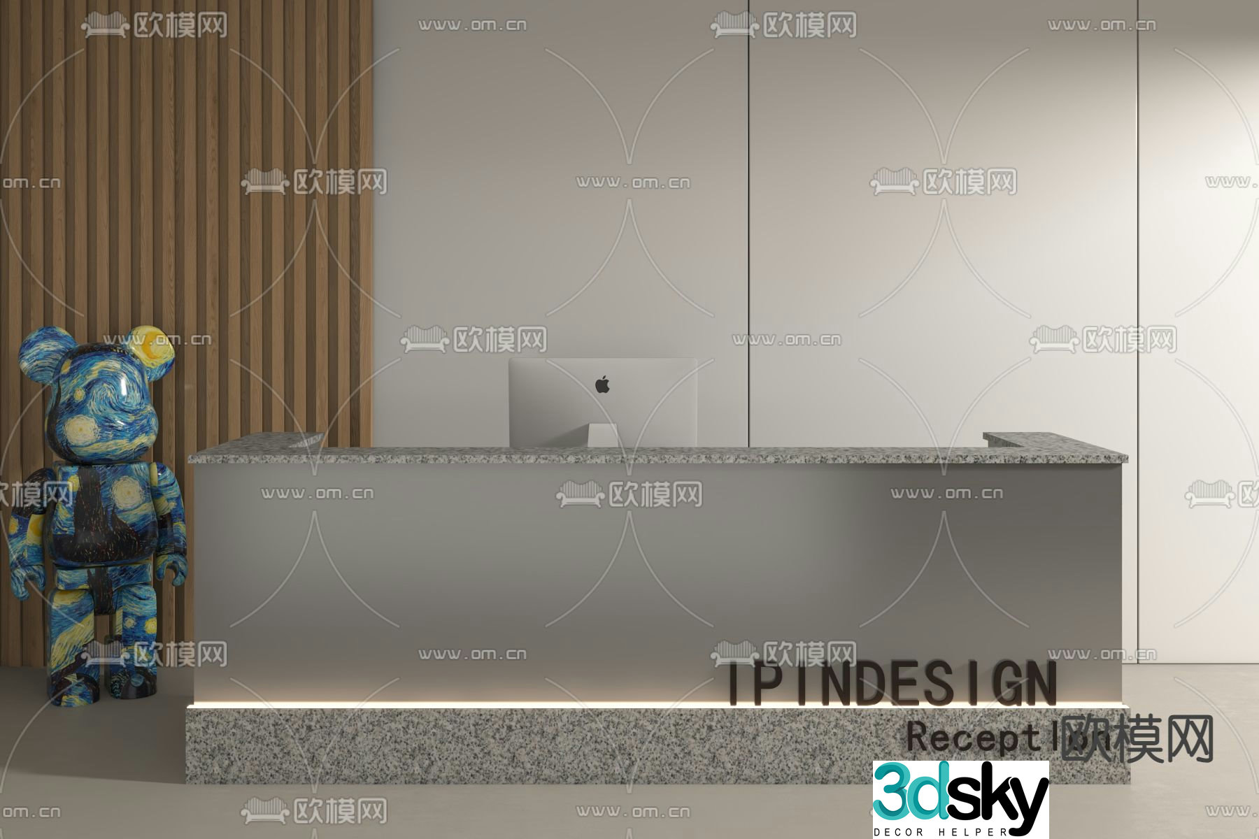 Modern front desk reception desk service desk 3d model