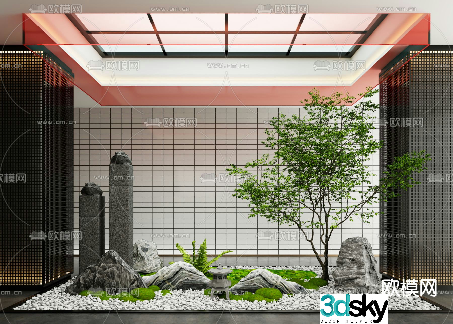 Indoor patio green plant landscaping 3D model